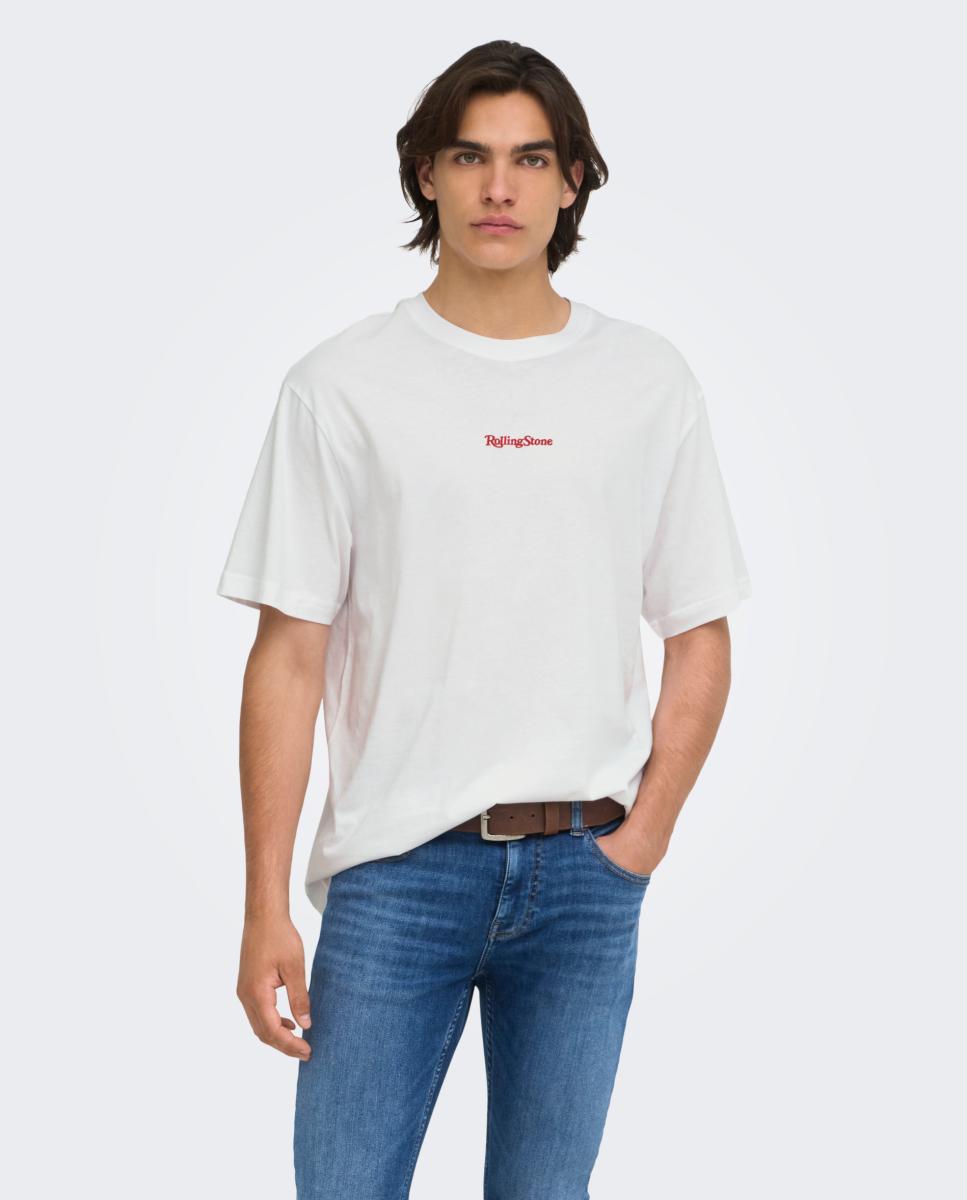 Camiseta de hombre con licencia de rolling stones - Only & Sons - Blanco Blanco-3