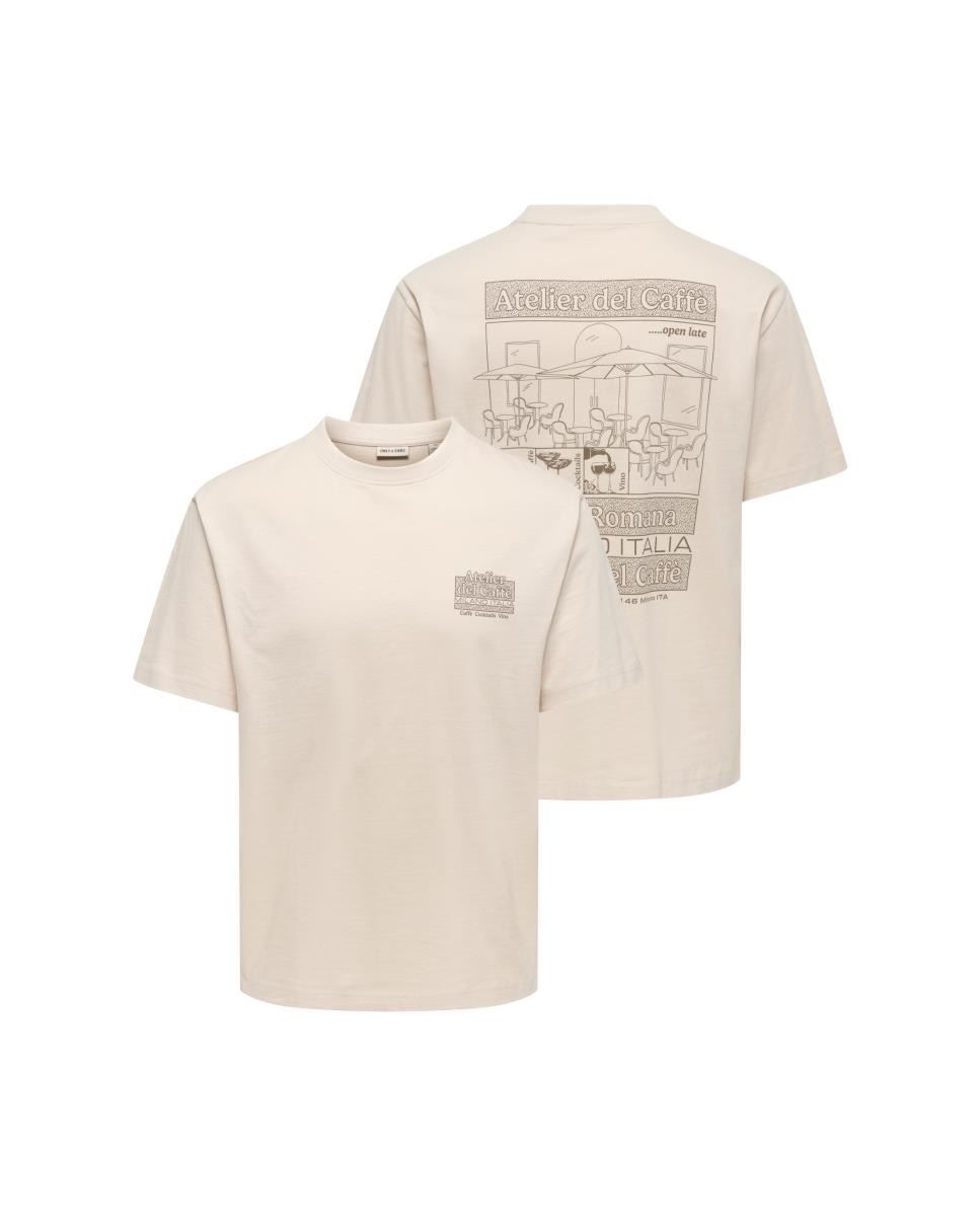 T-shirt com Decote Redondo e Detalhe na Frente Bege-4