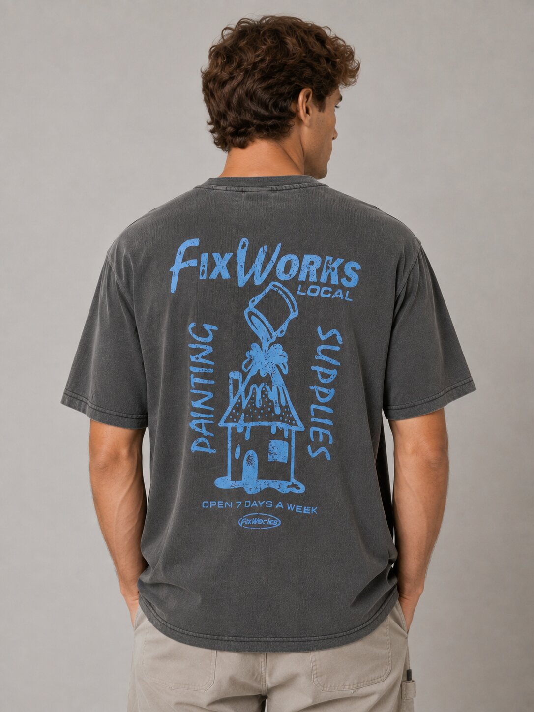 T-shirt de Homem com Decote Redondo e Detalhe na Frente Preto-2