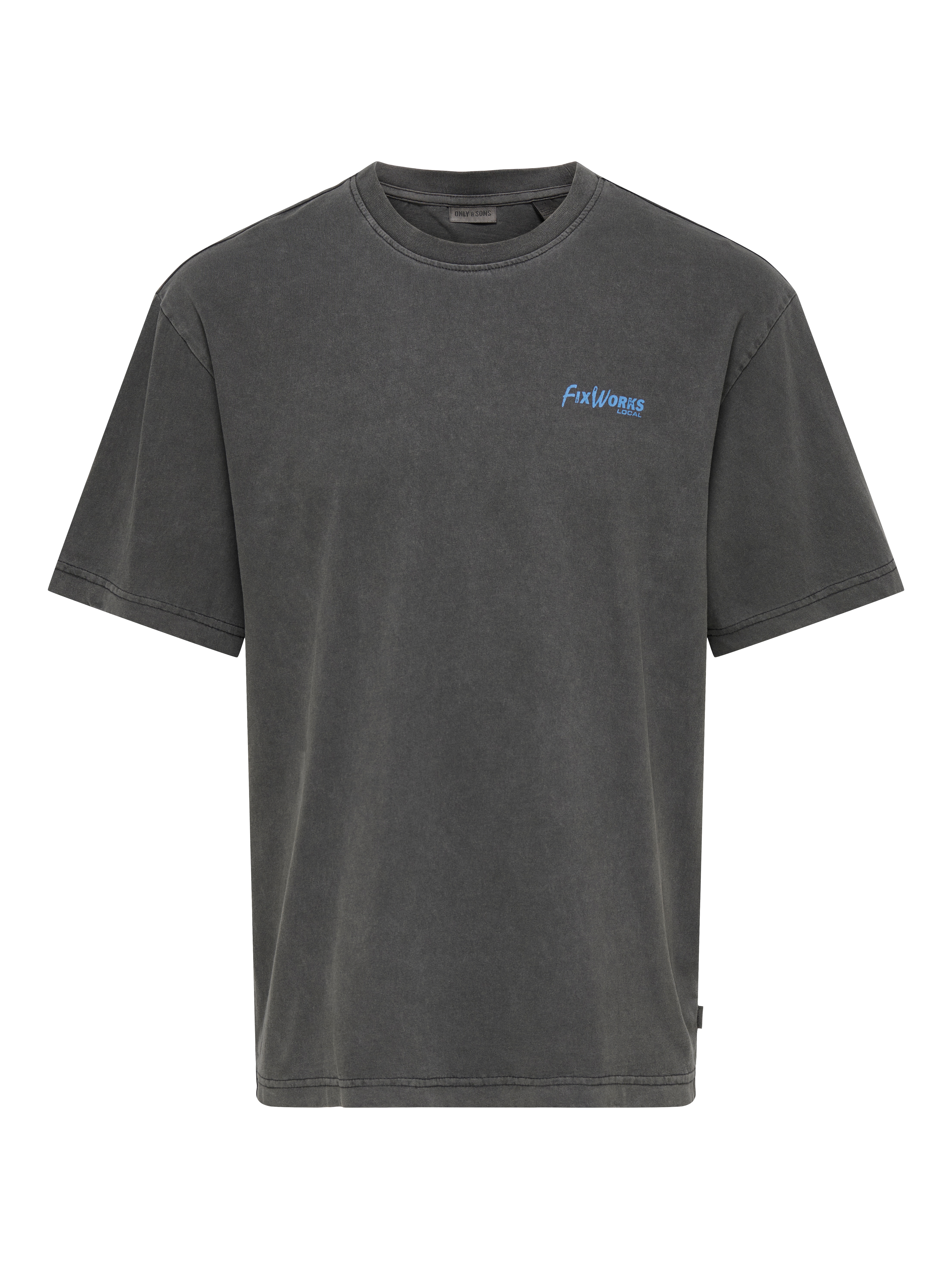 T-shirt de Homem com Decote Redondo e Detalhe na Frente Preto-3