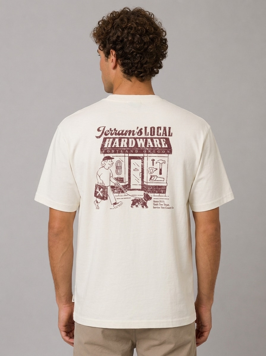 T-shirt de Homem com Decote Redondo e Detalhe na Frente Branco-2
