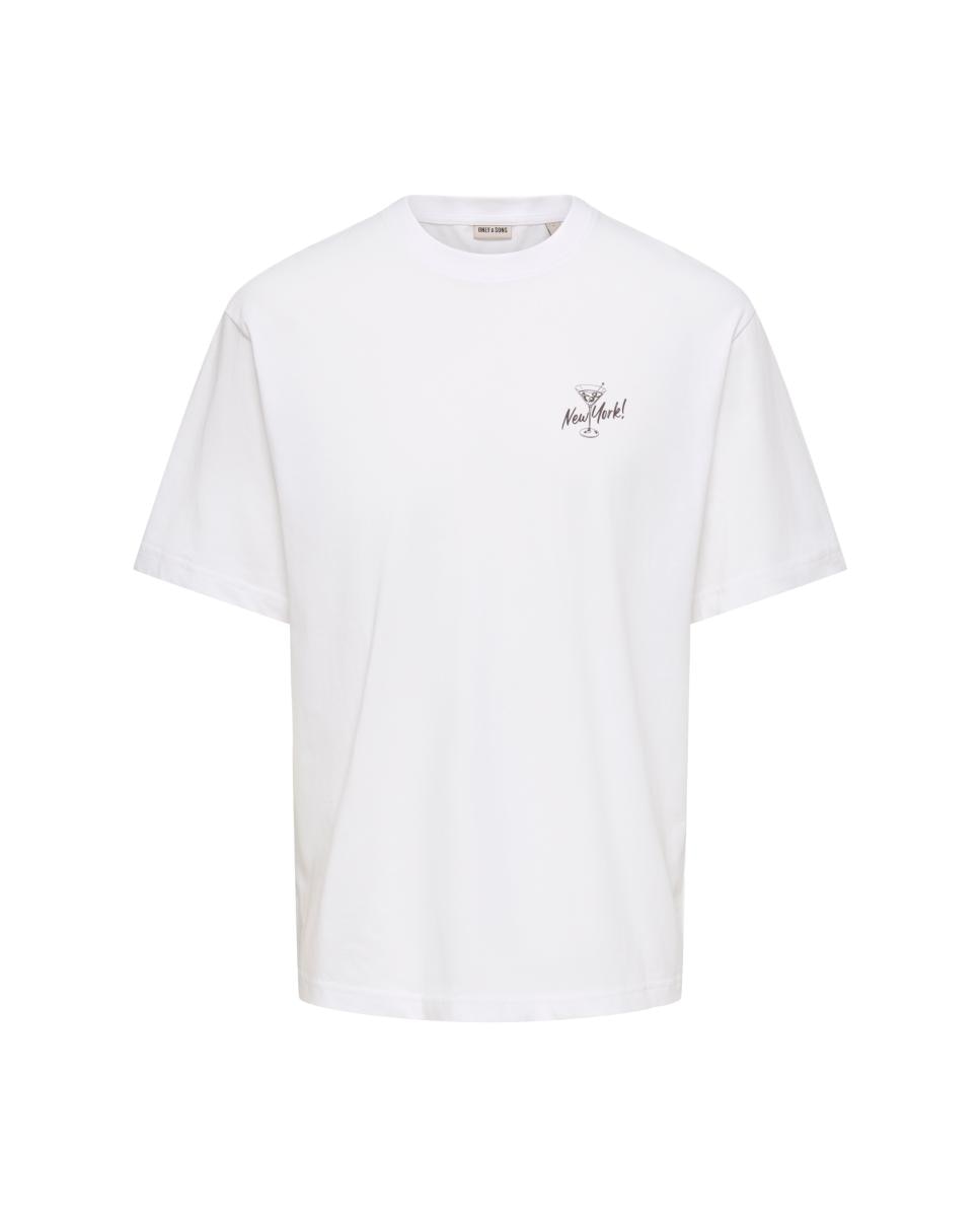 Camiseta de hombre manga corta. Relaxed fit. 100% Algodón orgánico. - Only & Sons - Blanco Blanco-3