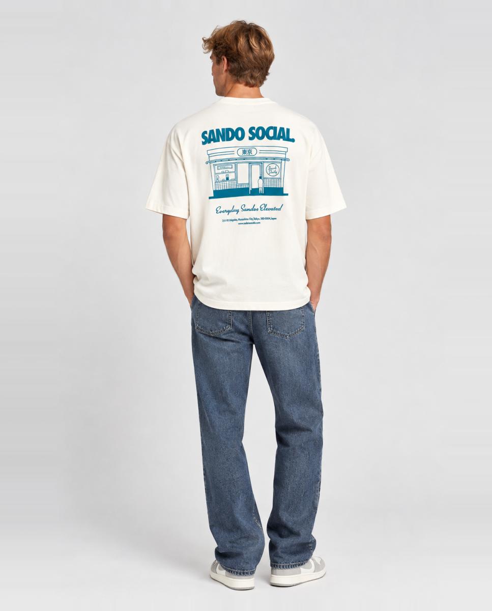 Camiseta de hombre manga corta. Relaxed fit. 100% Algodón orgánico. - Only & Sons - Crema Crema-2