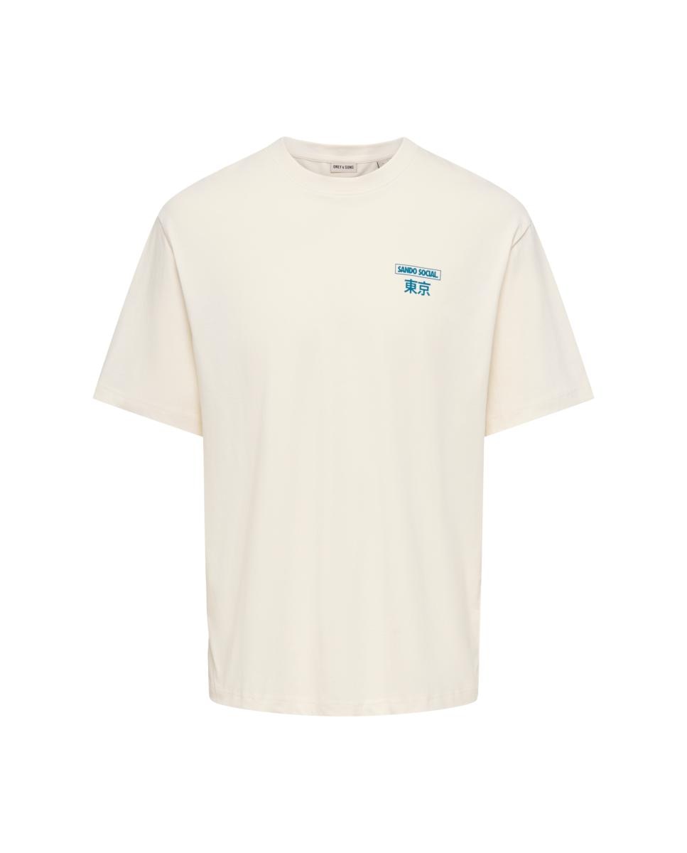 Camiseta de hombre manga corta. Relaxed fit. 100% Algodón orgánico. - Only & Sons - Crema Crema-3