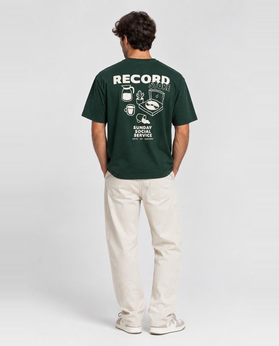 Camiseta de hombre manga corta. Relaxed fit. 100% Algodón orgánico. - Only & Sons - Verde Verde-2