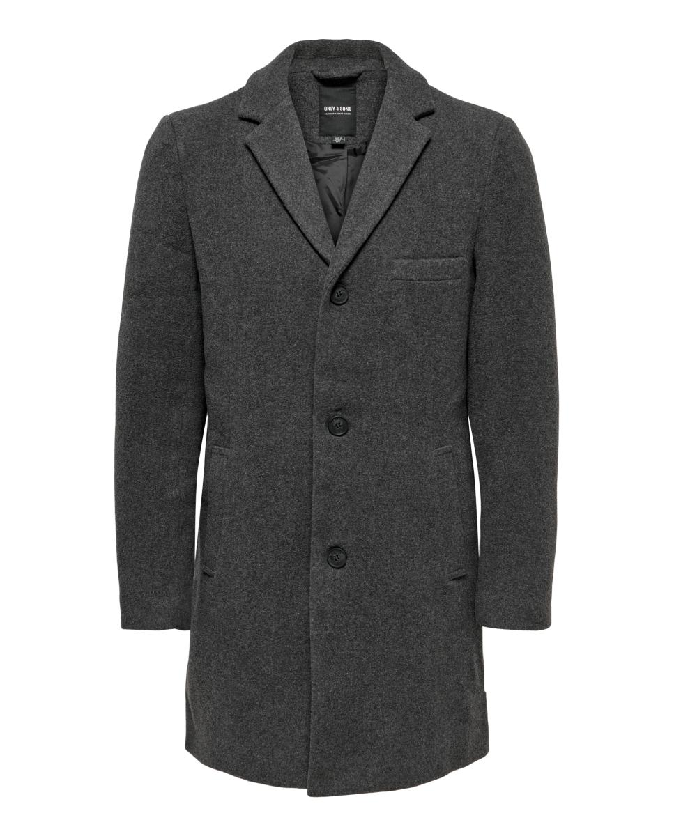 Abrigo de hombre de paño con corte clásico regular fit - Only & Sons - Gris Gris-4