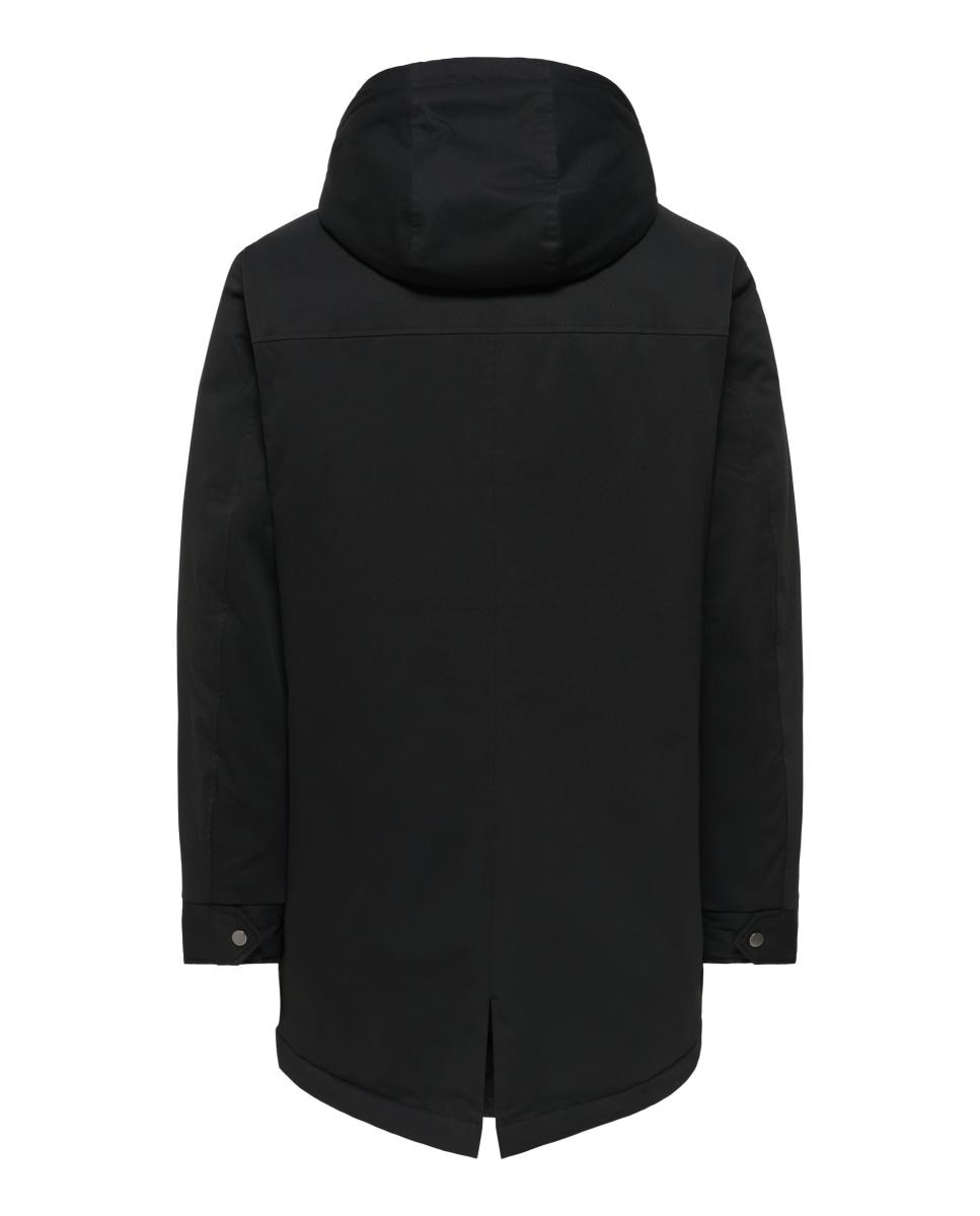 Sobretudo Acolchoado de Homem com Capuz Regular Fit Preto-5