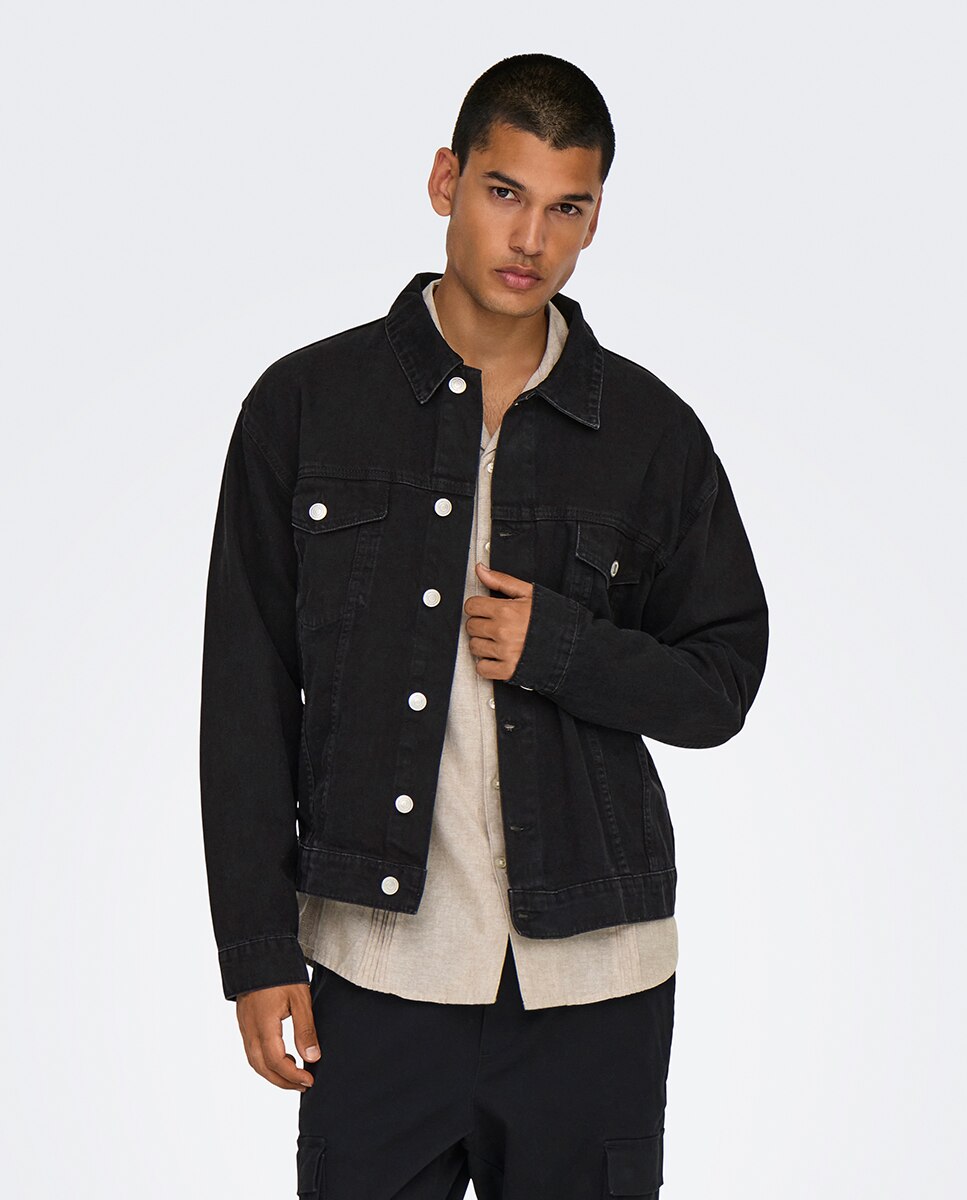 Cazadora de hombre regular fit 100% algodón - Only & Sons - Negro Negro-1