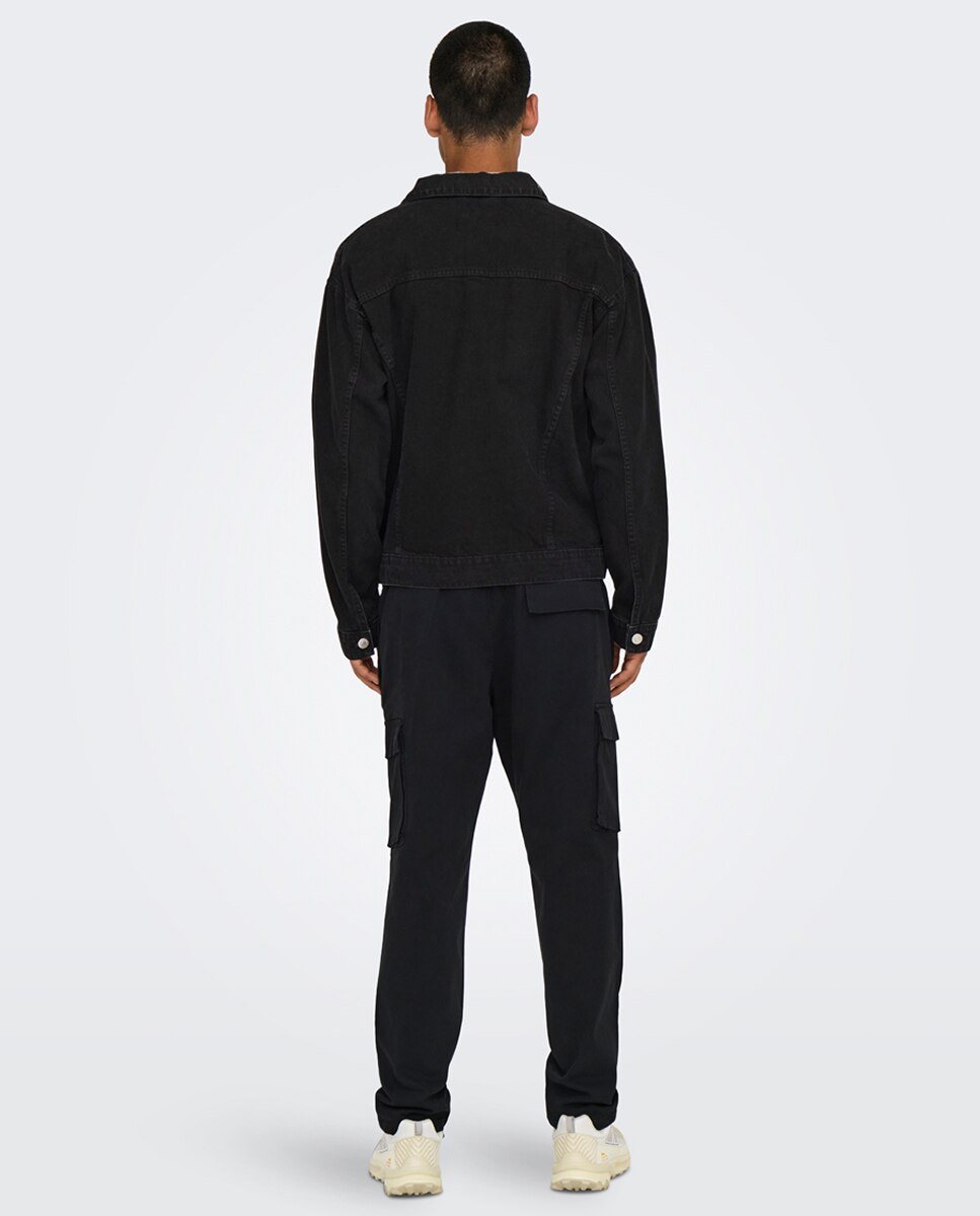 Cazadora de hombre regular fit 100% algodón - Only & Sons - Negro Negro-4
