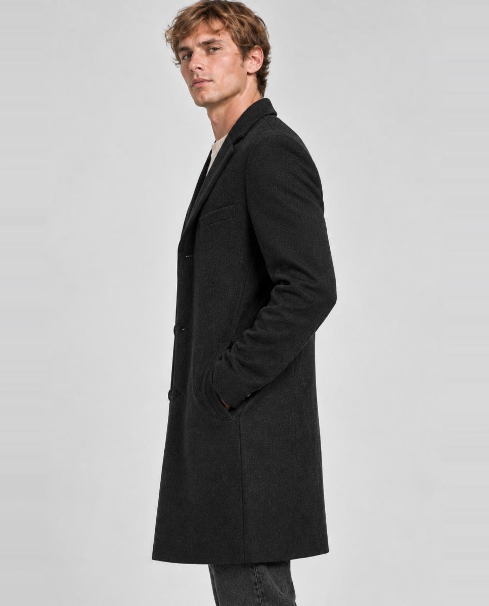 Imagen 3 de Abrigo de hombre de paño con corte clásico regular fit - Only & Sons - Negro Negro