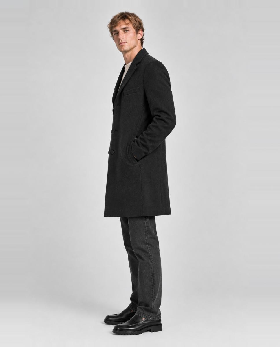 Imagen 4 de Abrigo de hombre de paño con corte clásico regular fit - Only & Sons - Negro Negro