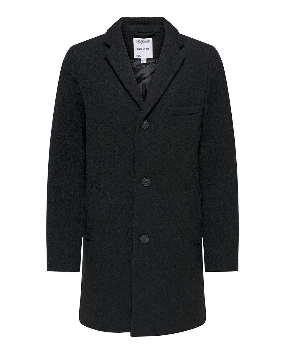 Sobretudo de Pano Regular Fit com Corte Clássico Preto-3