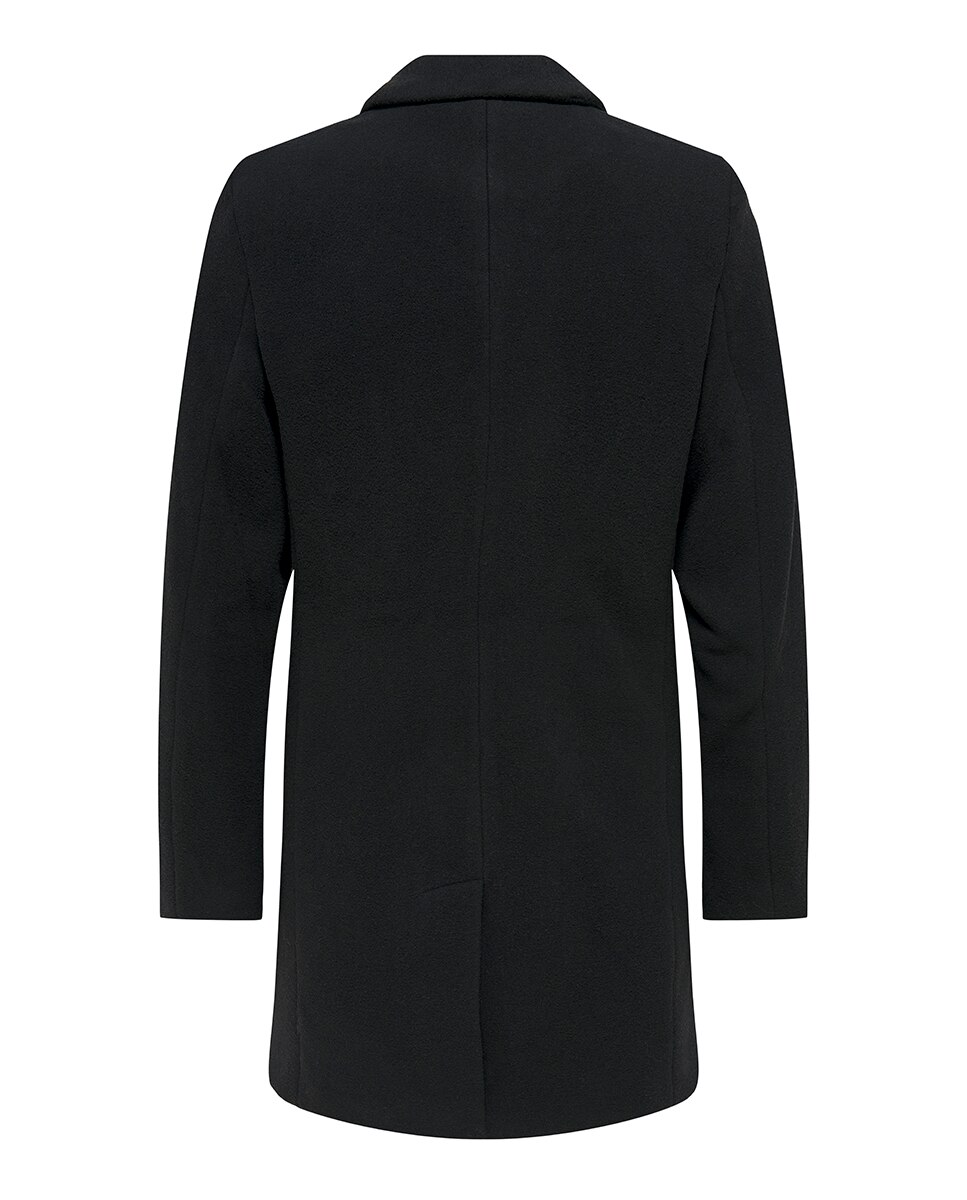 Sobretudo de Pano Regular Fit com Corte Clássico Preto-4