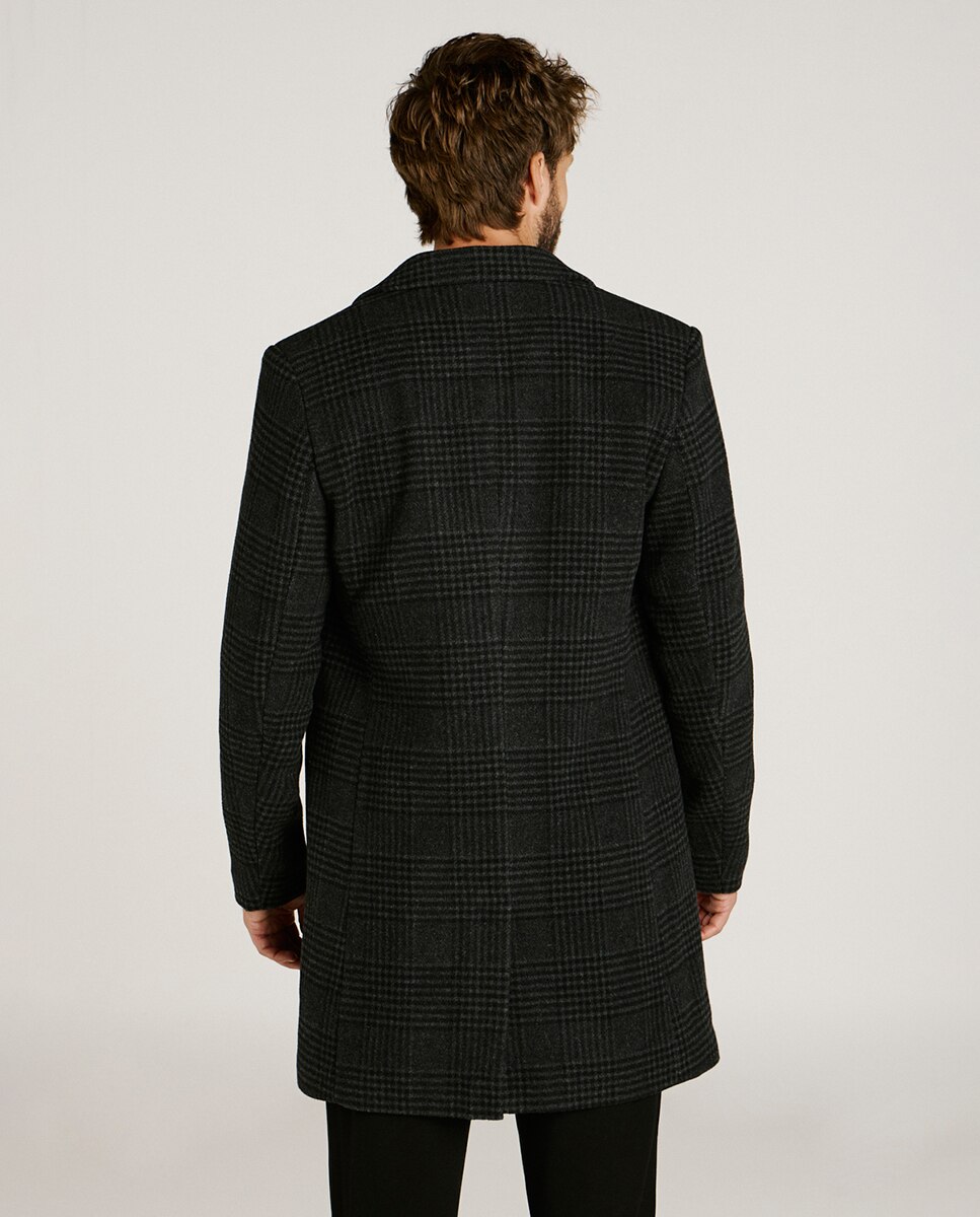 Sobretudo de Pano Regular Fit com Corte Clássico Cinzento-2