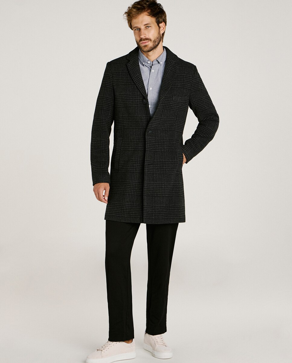 Sobretudo de Pano Regular Fit com Corte Clássico Cinzento-6