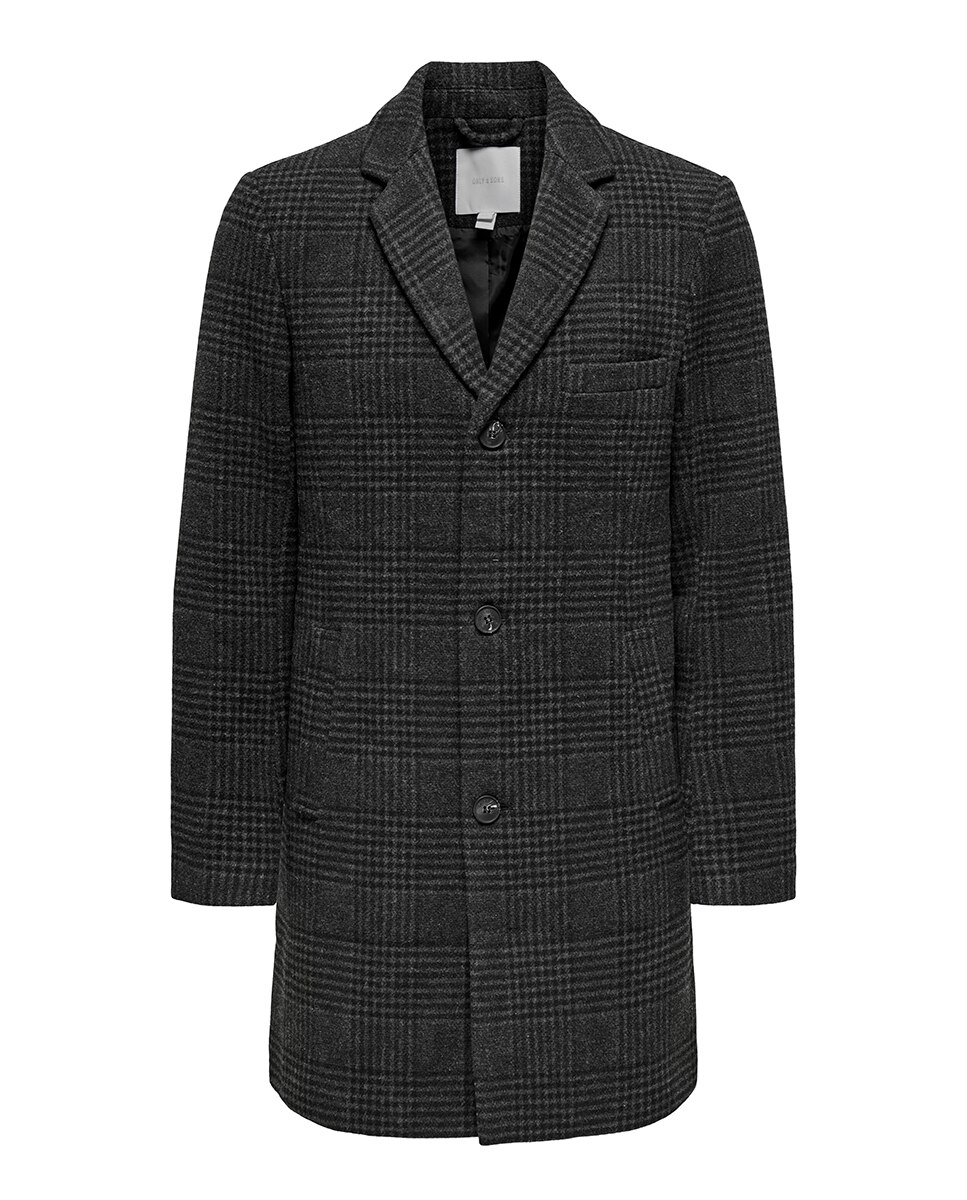 Sobretudo de Pano Regular Fit com Corte Clássico Cinzento-4
