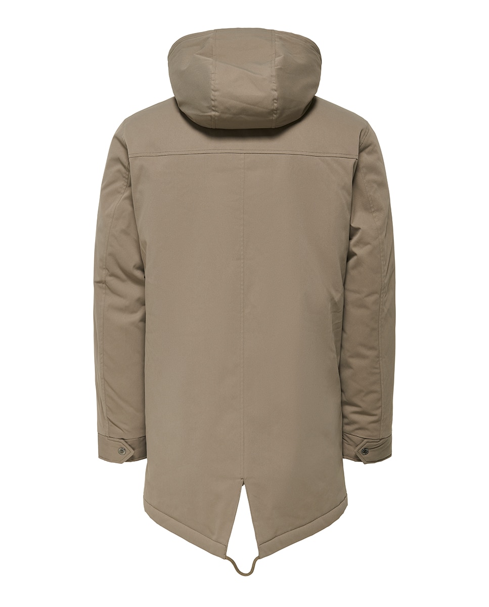 Sobretudo Acolchoado Regular Fit com Capuz Castanho-claro-4