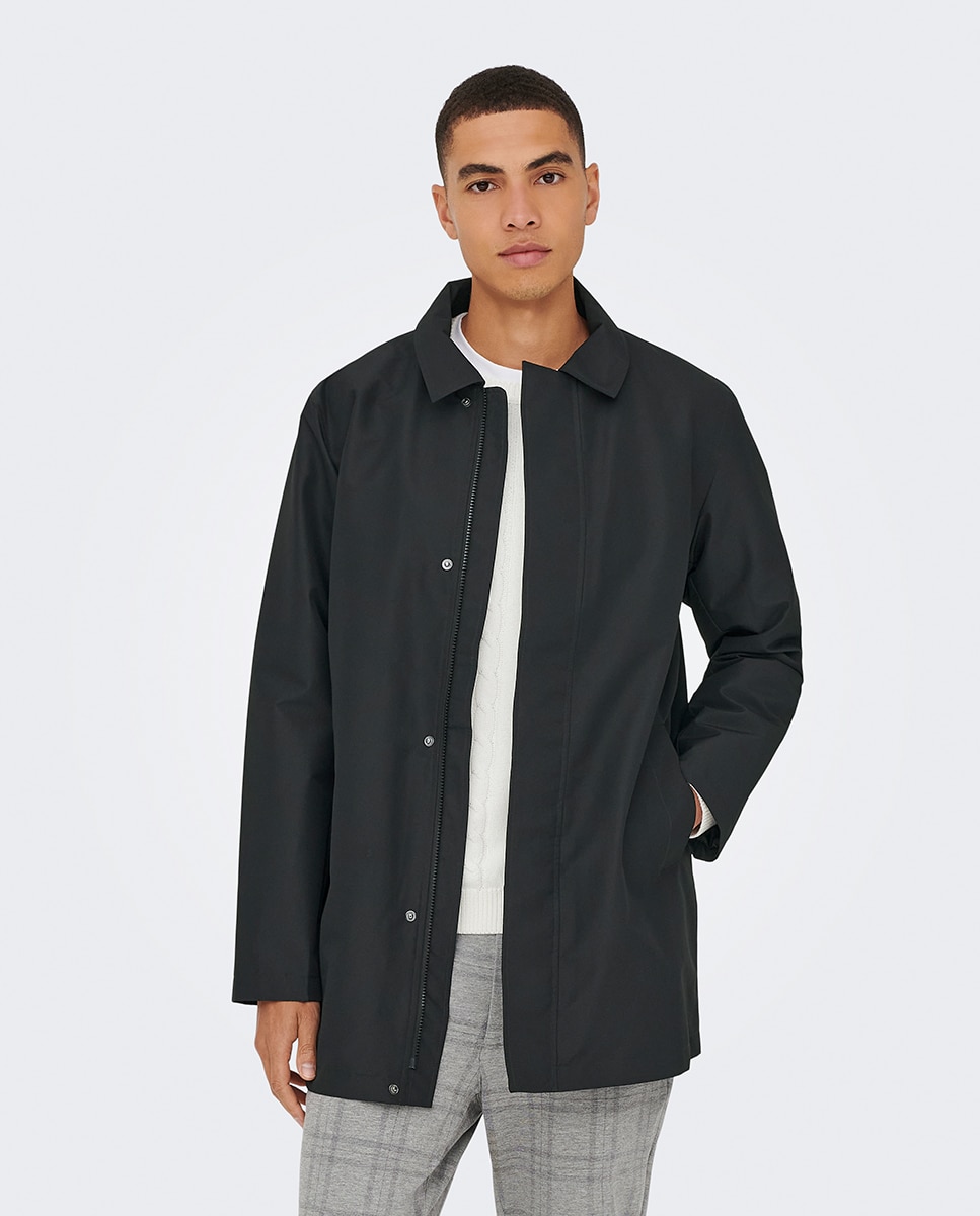 Gabardine Impermeável Regular Fit Preto-3