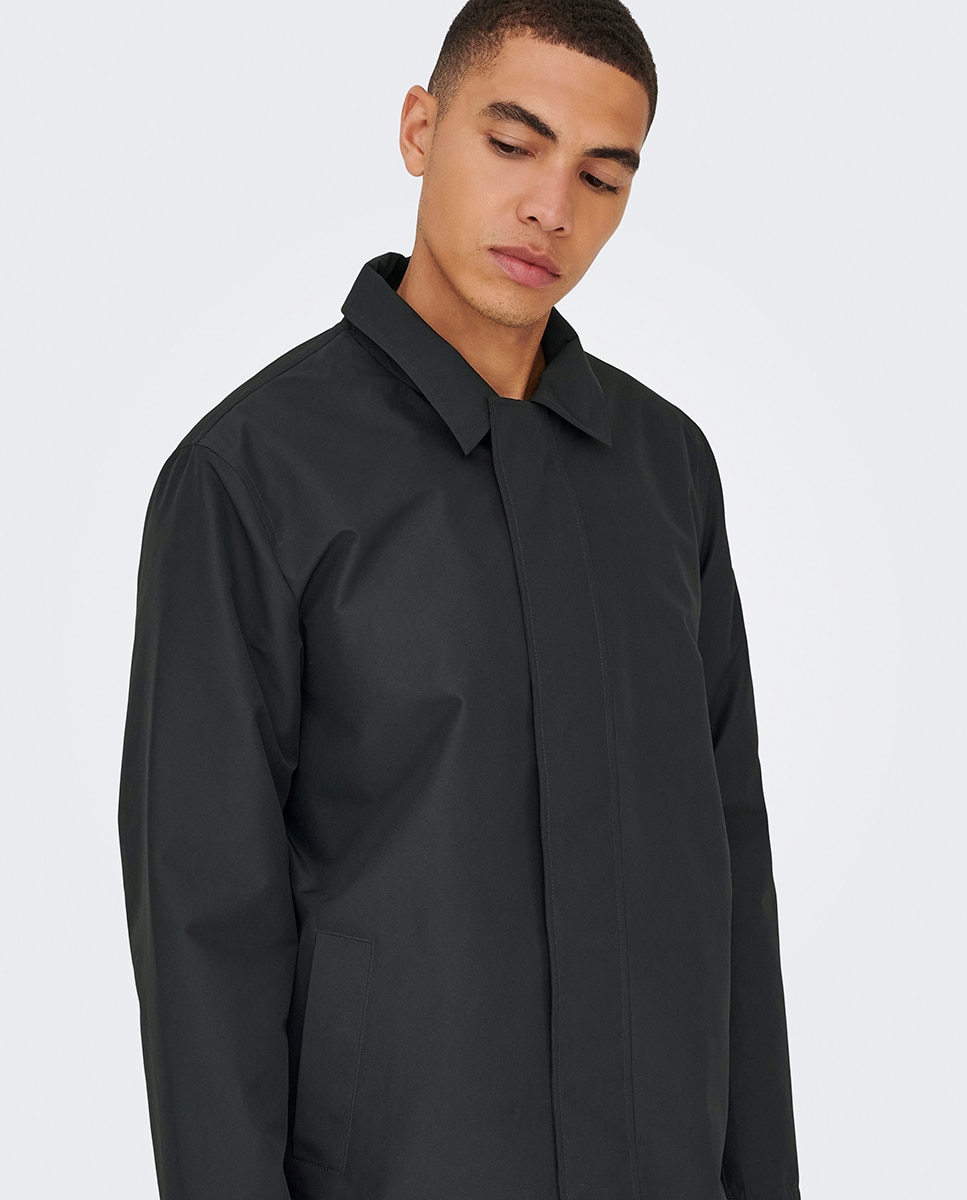 Gabardine Impermeável Regular Fit Preto-4