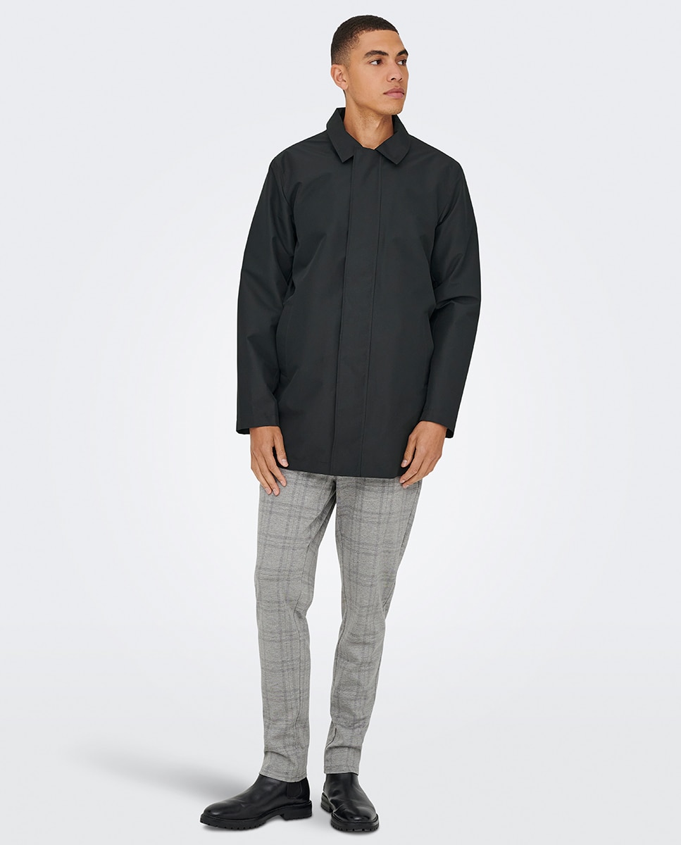 Gabardine Impermeável Regular Fit Preto-7
