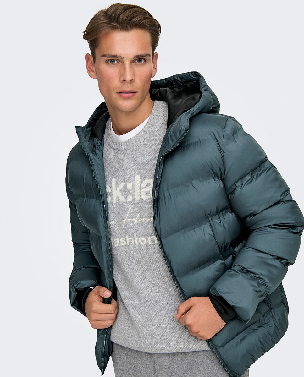 Sobretudo Acolchoado Regular Fit Azul-índigo-3