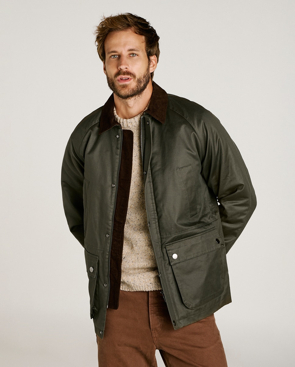 Blusão Estilo Barbour Regular Fit Verde-militar-1