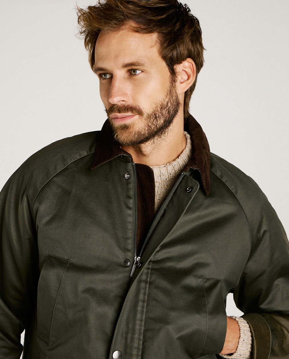 Blusão Estilo Barbour Regular Fit Verde-militar-3