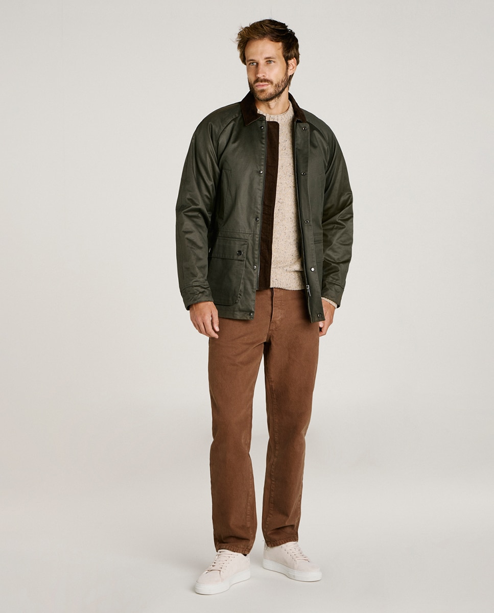Blusão Estilo Barbour Regular Fit Verde-militar-6