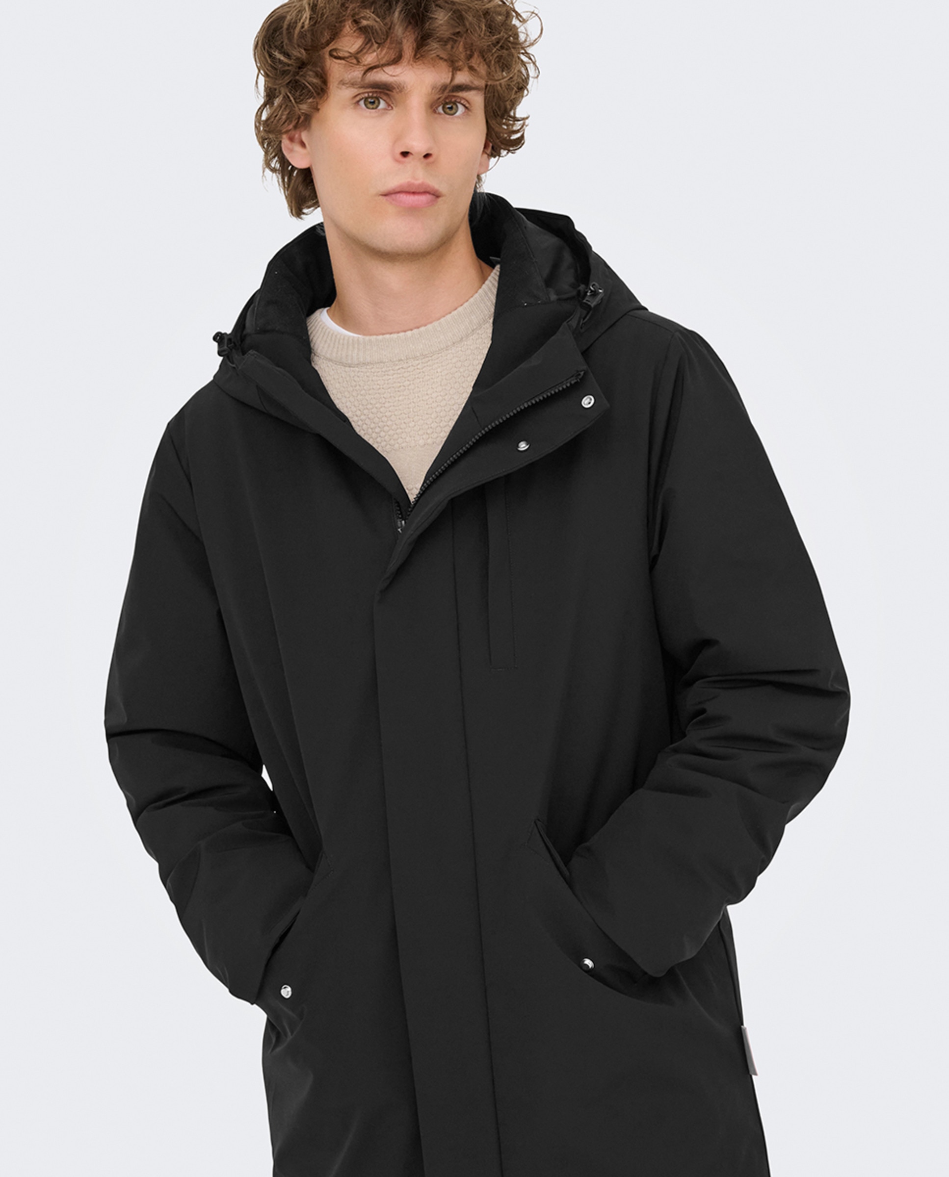 Parka Regular Fit Resistente à Água Preto-3