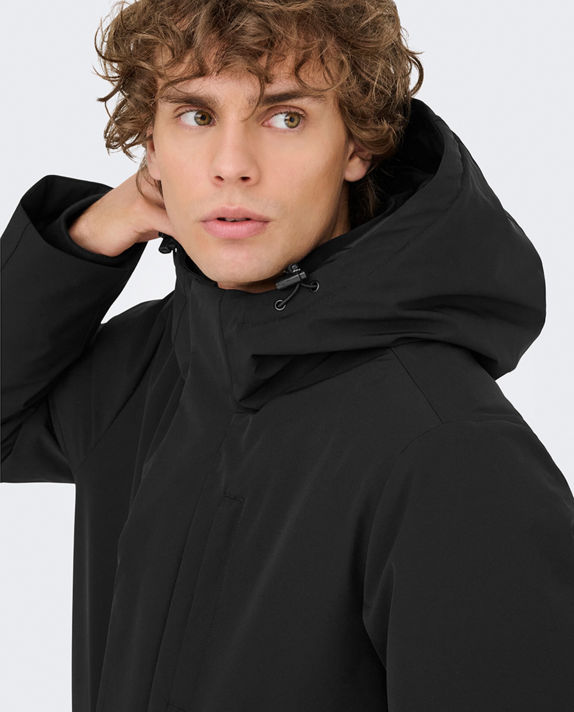 Parka Regular Fit Resistente à Água Preto-4
