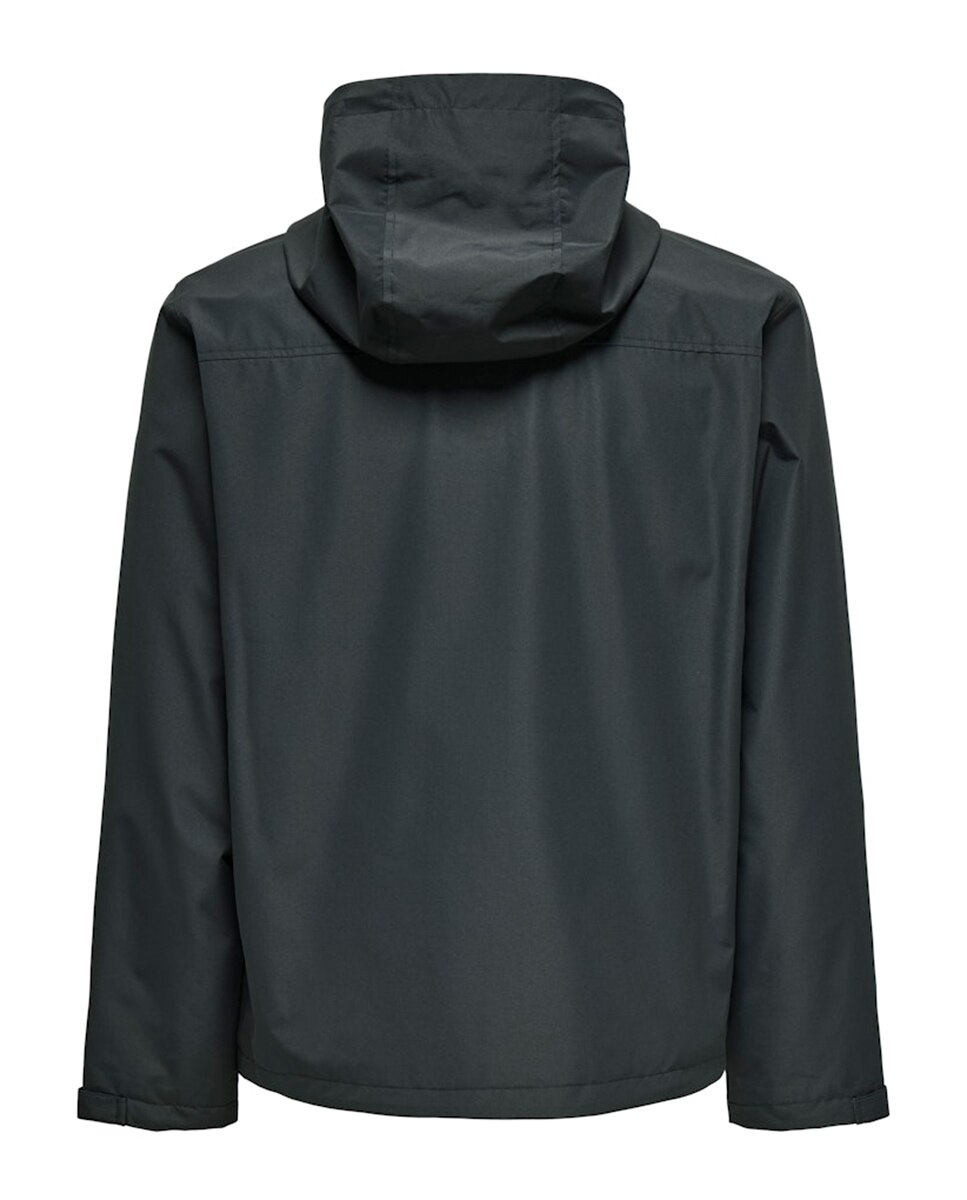 Impermeável Regular Fit com Capuz Cinzento-escuro-6