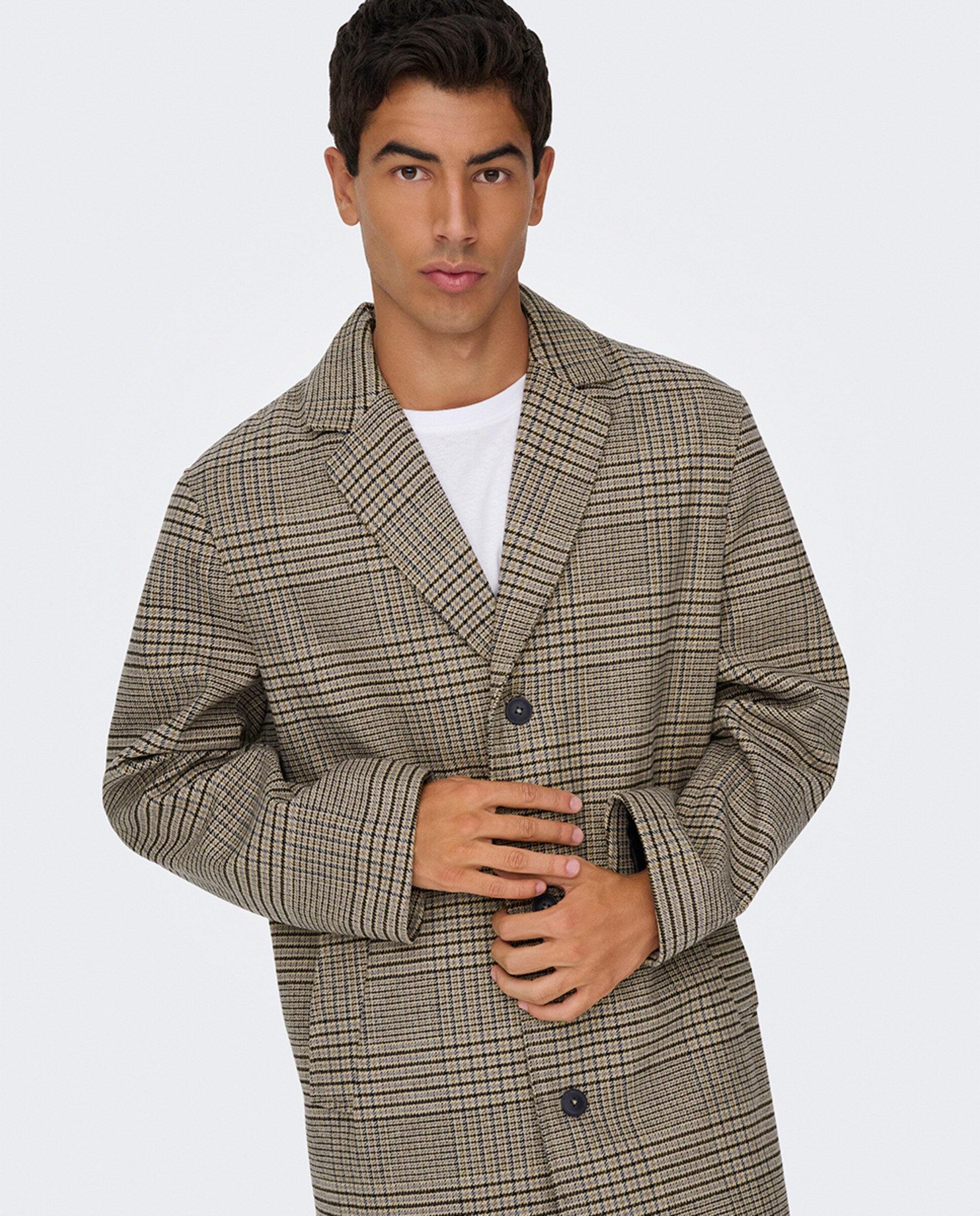 Sobretudo de Pano Relaxed Fit Castanho-claro-3