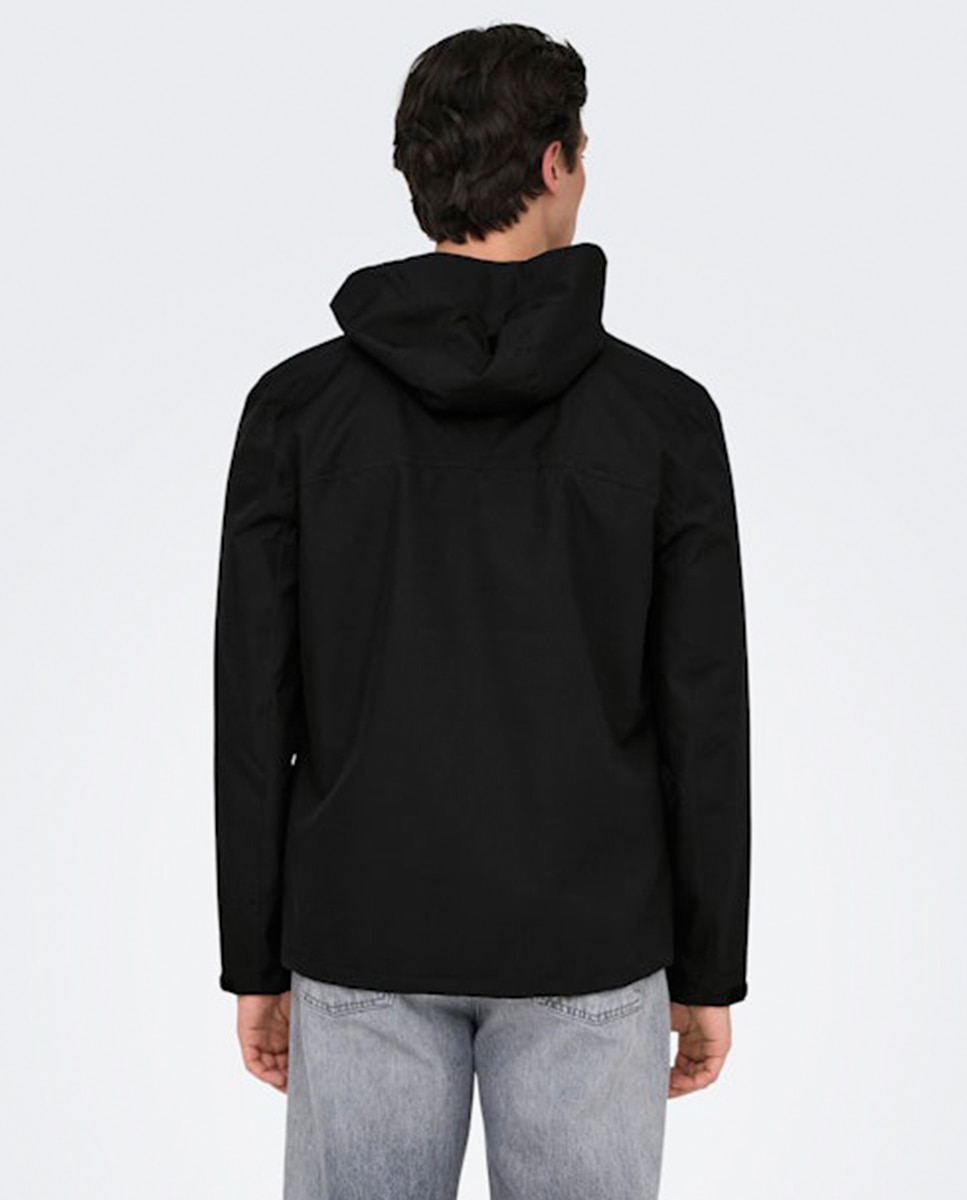Parka Regular Fit com Capuz Preto-2