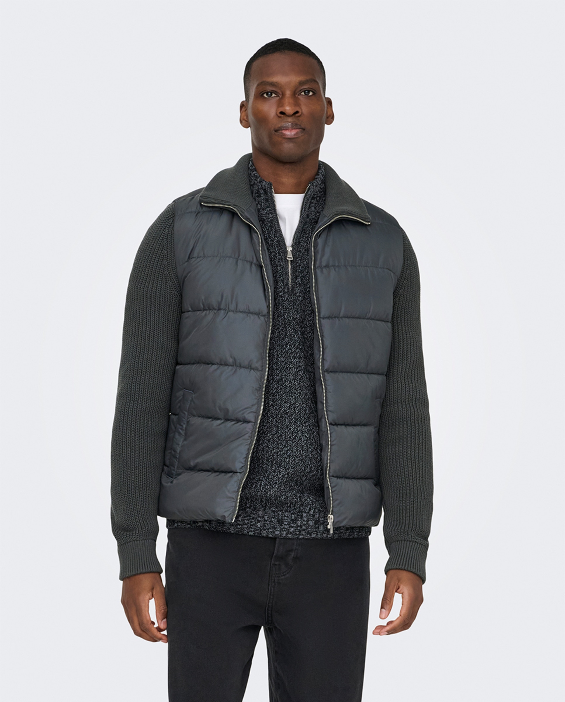 Casaco Acolchoado Ligeiro Regular Fit Cinzento-3