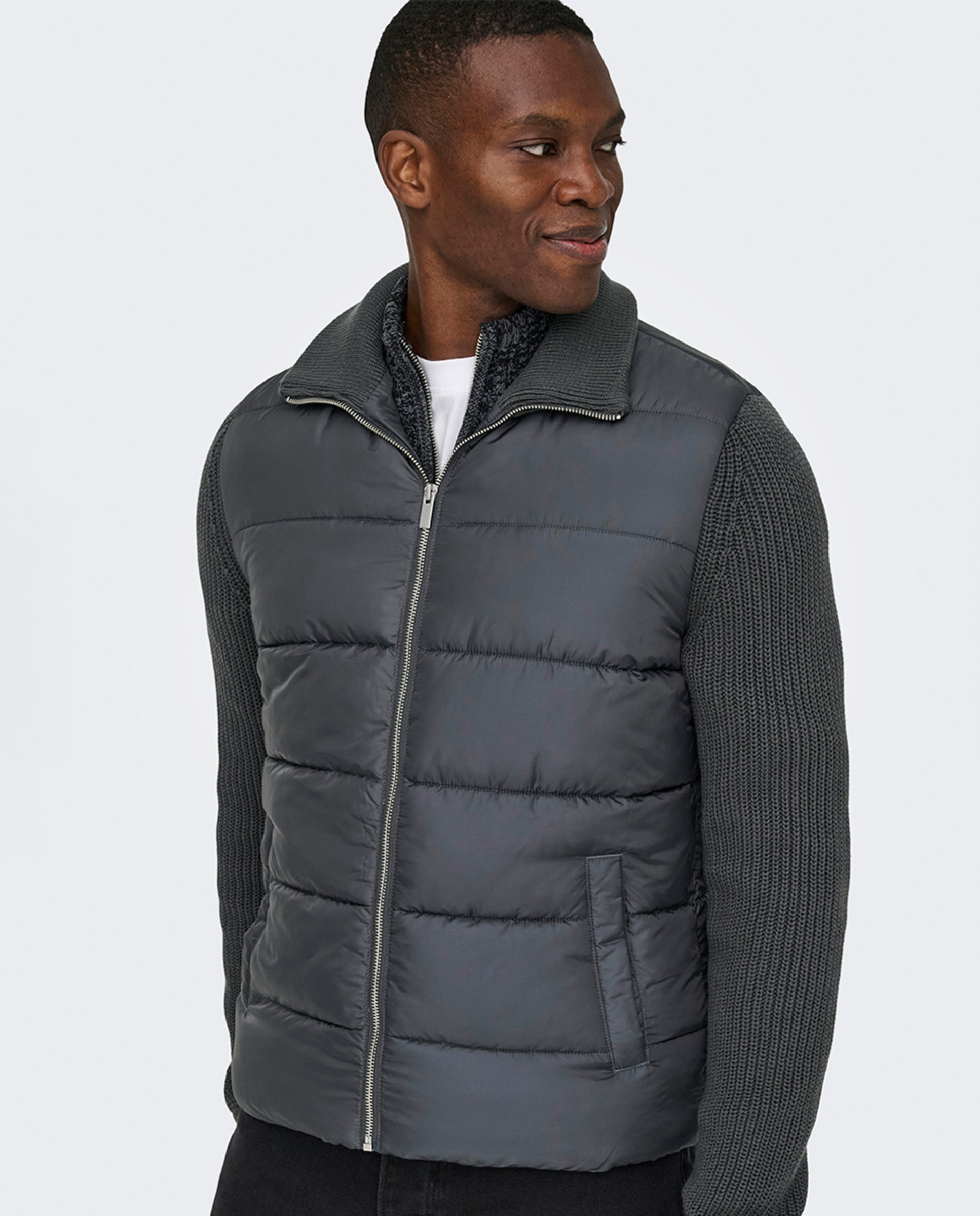 Casaco Acolchoado Ligeiro Regular Fit Cinzento-4