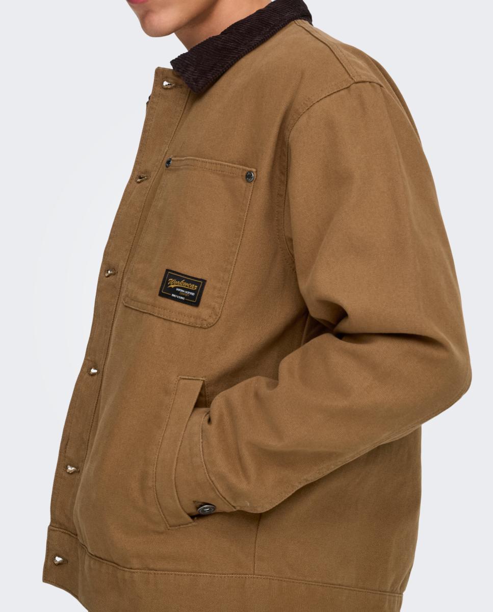 Blusão de Gabardine 100% Algodão. Regular Fit Castanho-4