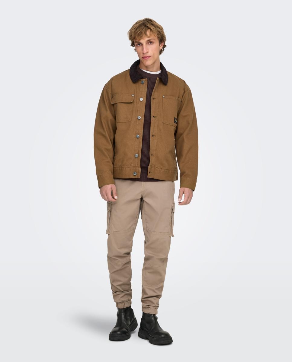 Blusão de Gabardine 100% Algodão. Regular Fit Castanho-7
