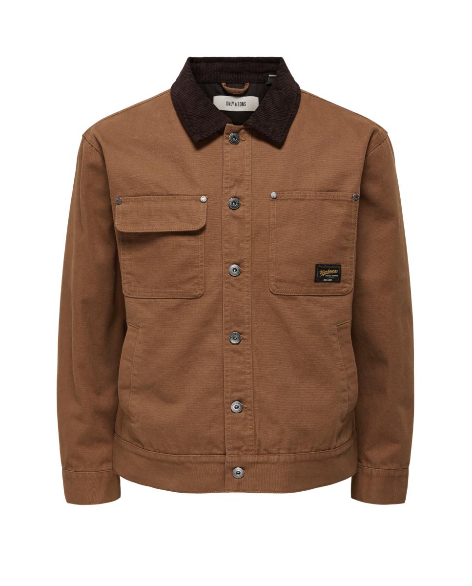 Blusão de Gabardine 100% Algodão. Regular Fit Castanho-5