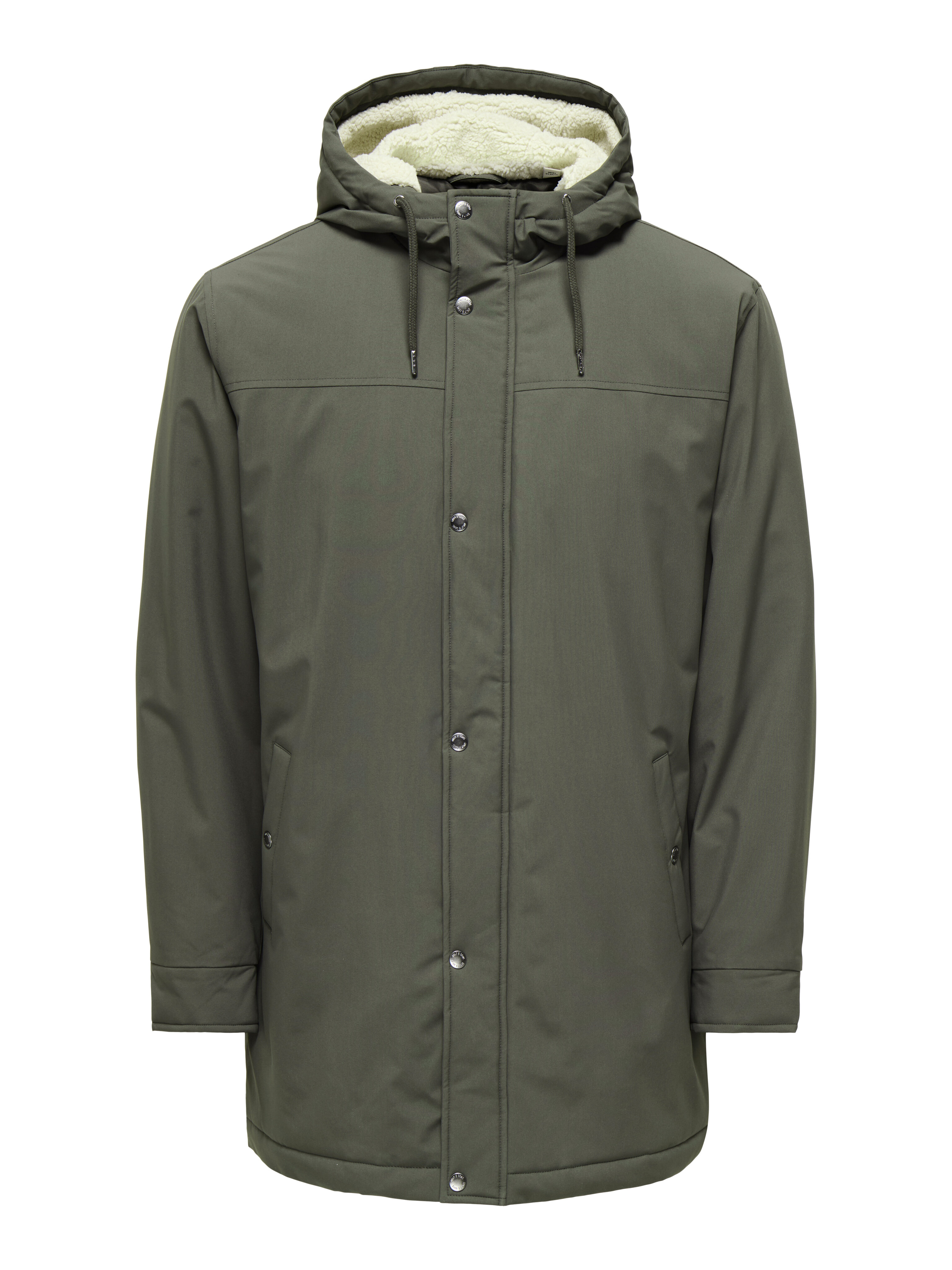 Abrigo acolchado de hombre con capucha regular fit. - Only & Sons - Verde oscuro Verde oscuro-5