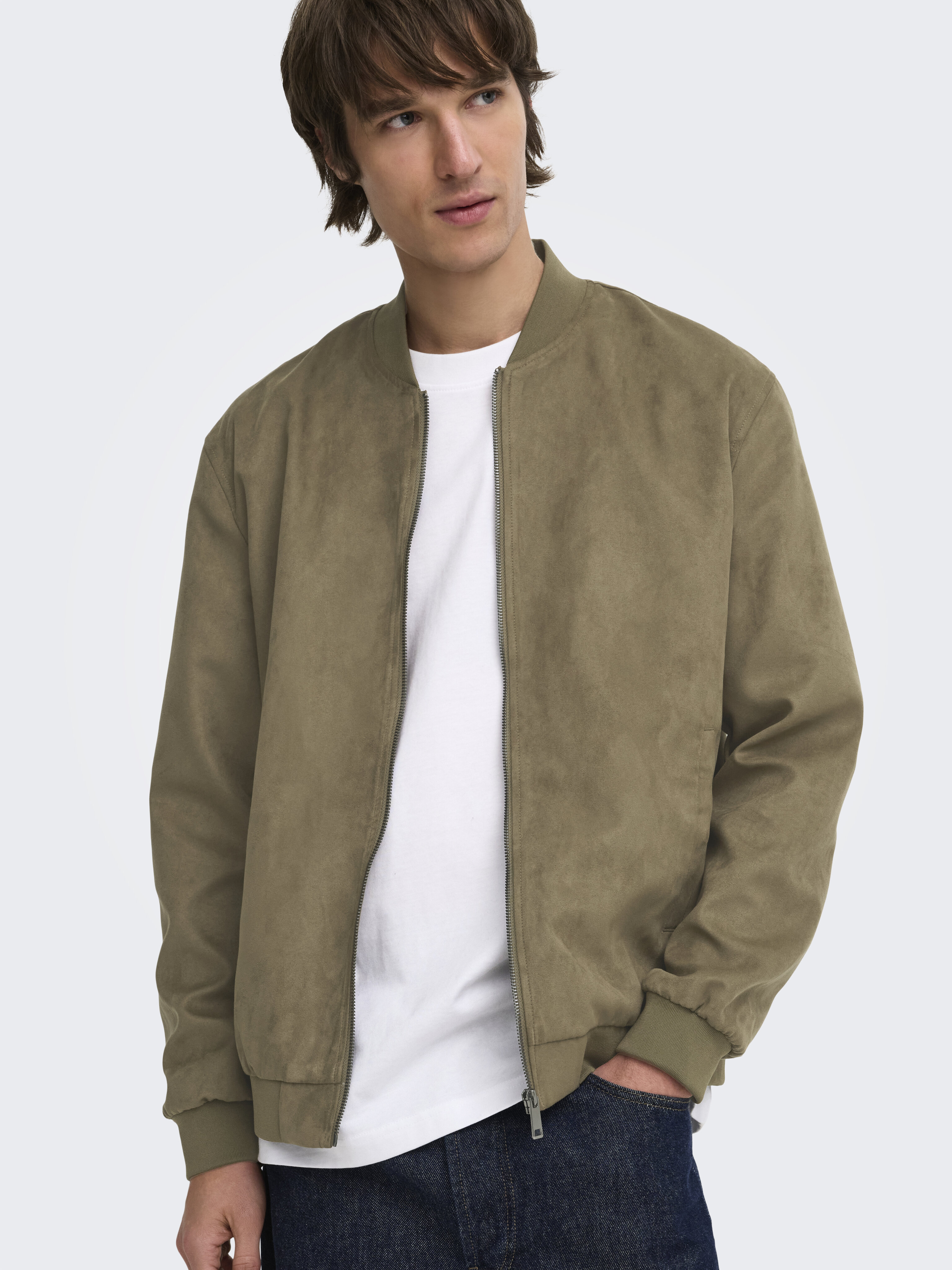Blusão Bomber de Homem Regular Fit Castanho-3