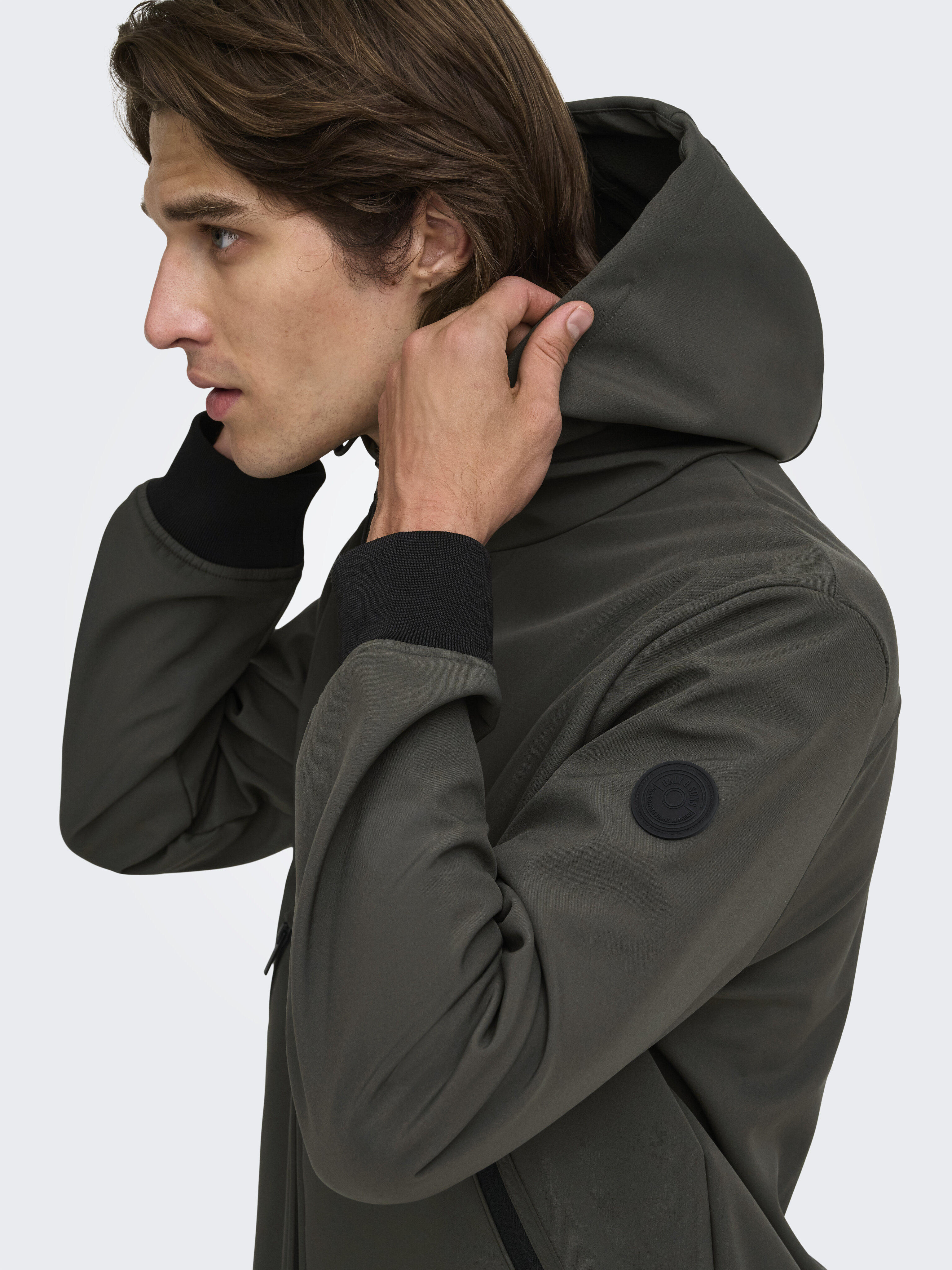 Casaco Bomber de Homem com Capuz Regular Verde-escuro-4