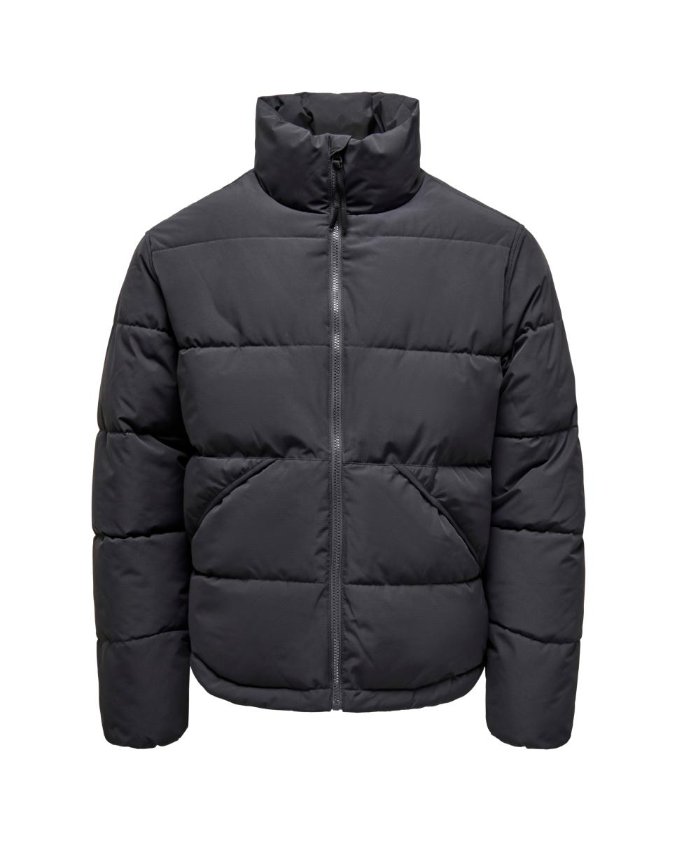 Abrigo acolchado de hombre con capucha regular fit. - Only & Sons - Negro Negro-3