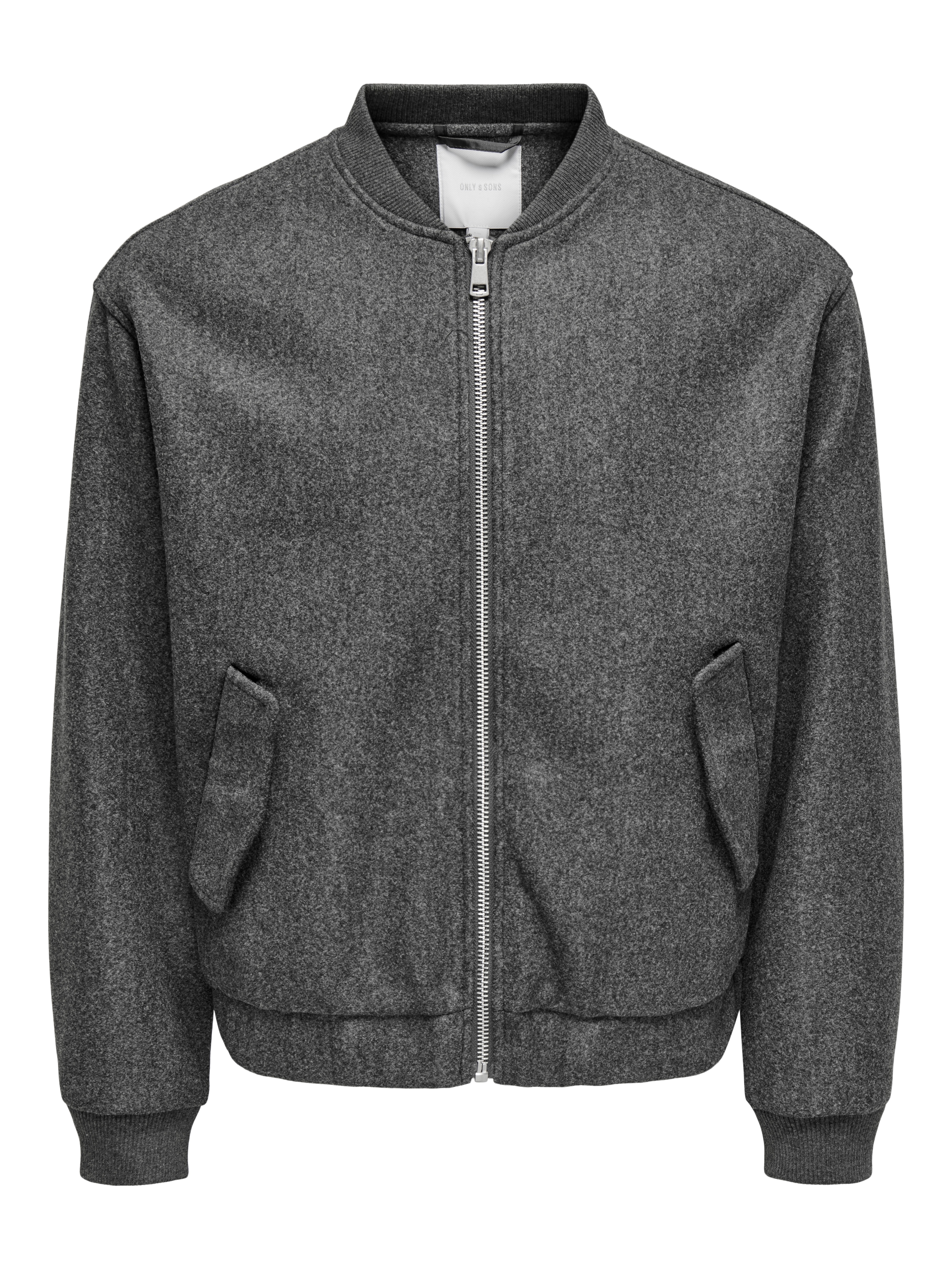 Casaco Bomber de Homem Efeito Melange Cinzento-5