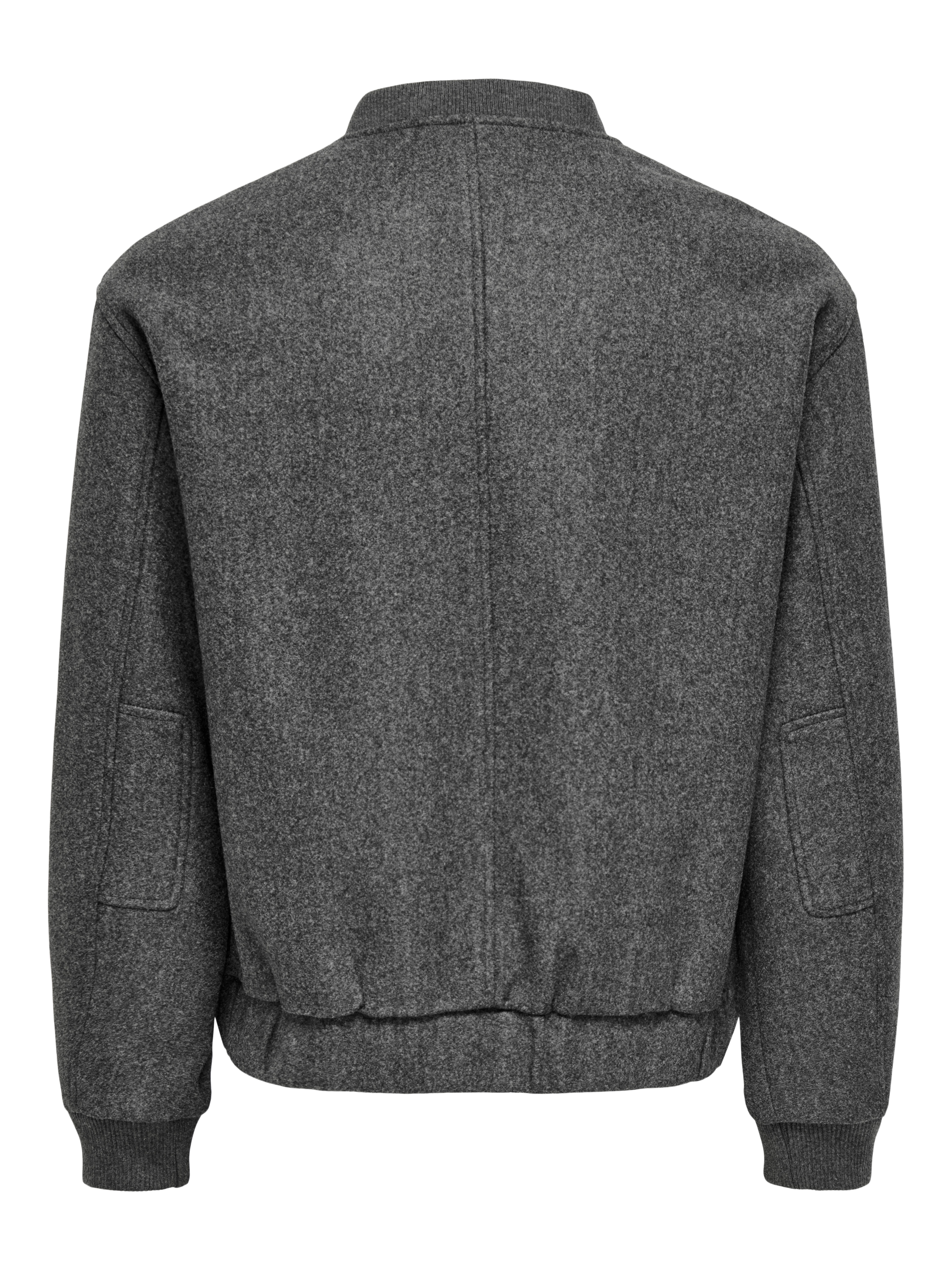 Casaco Bomber de Homem Efeito Melange Cinzento-6