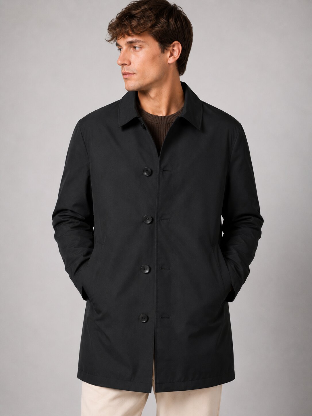 Gabardina de hombre con bolsillos laterales - Only & Sons - Negro Negro-1