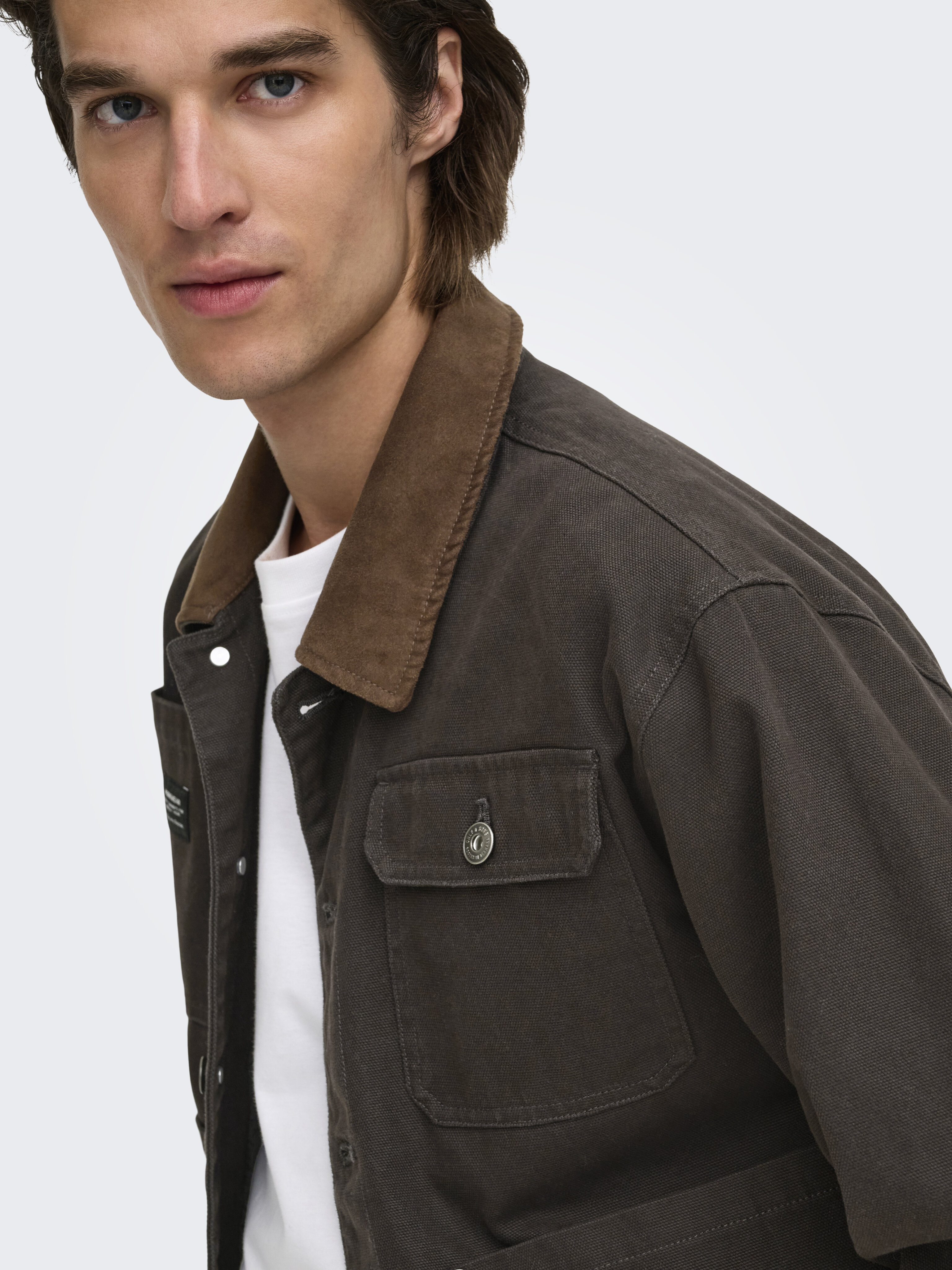 Casaco de Homem Estilo Workwear Castanho-escuro-4