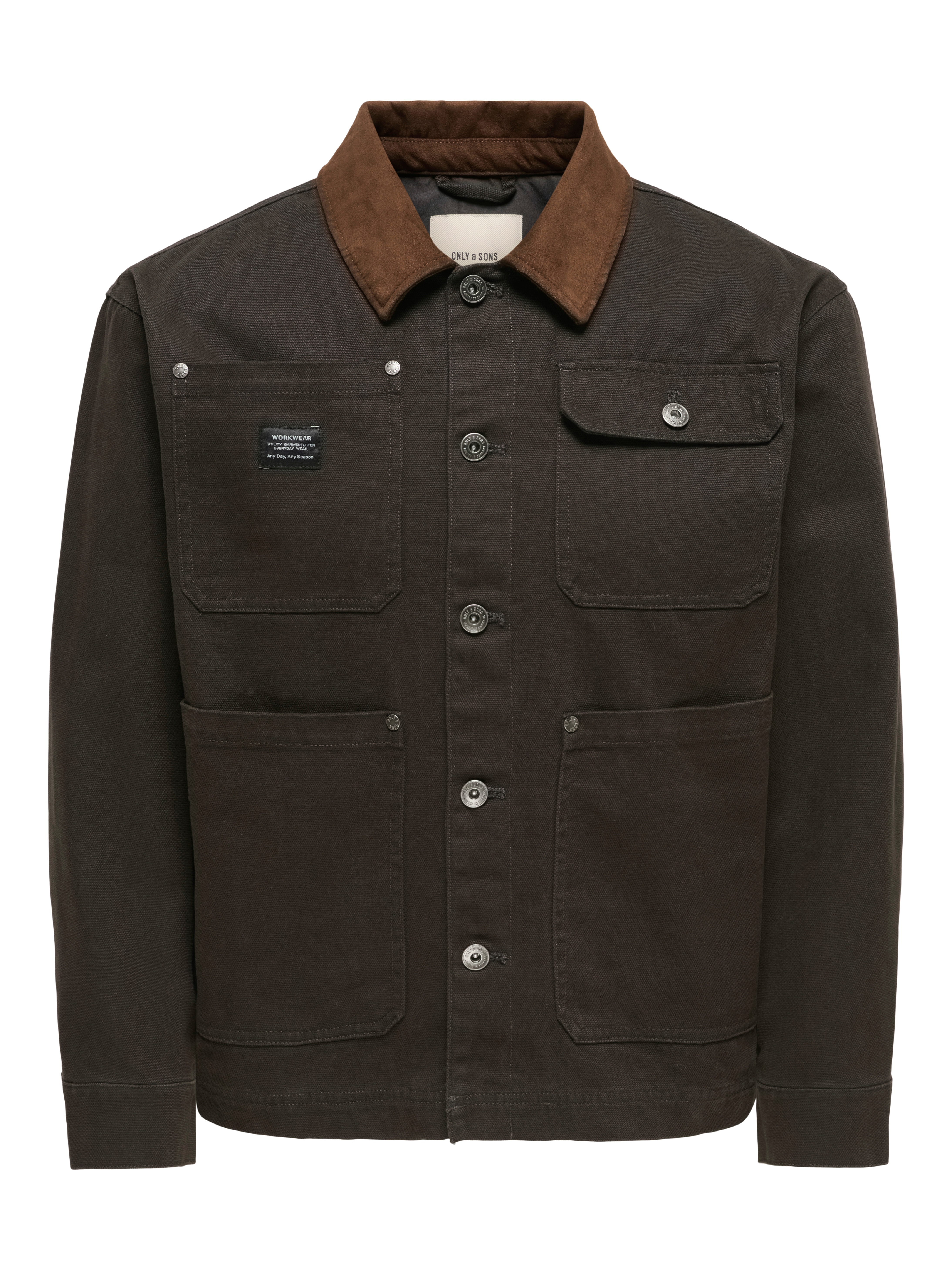 Casaco de Homem Estilo Workwear Castanho-escuro-5