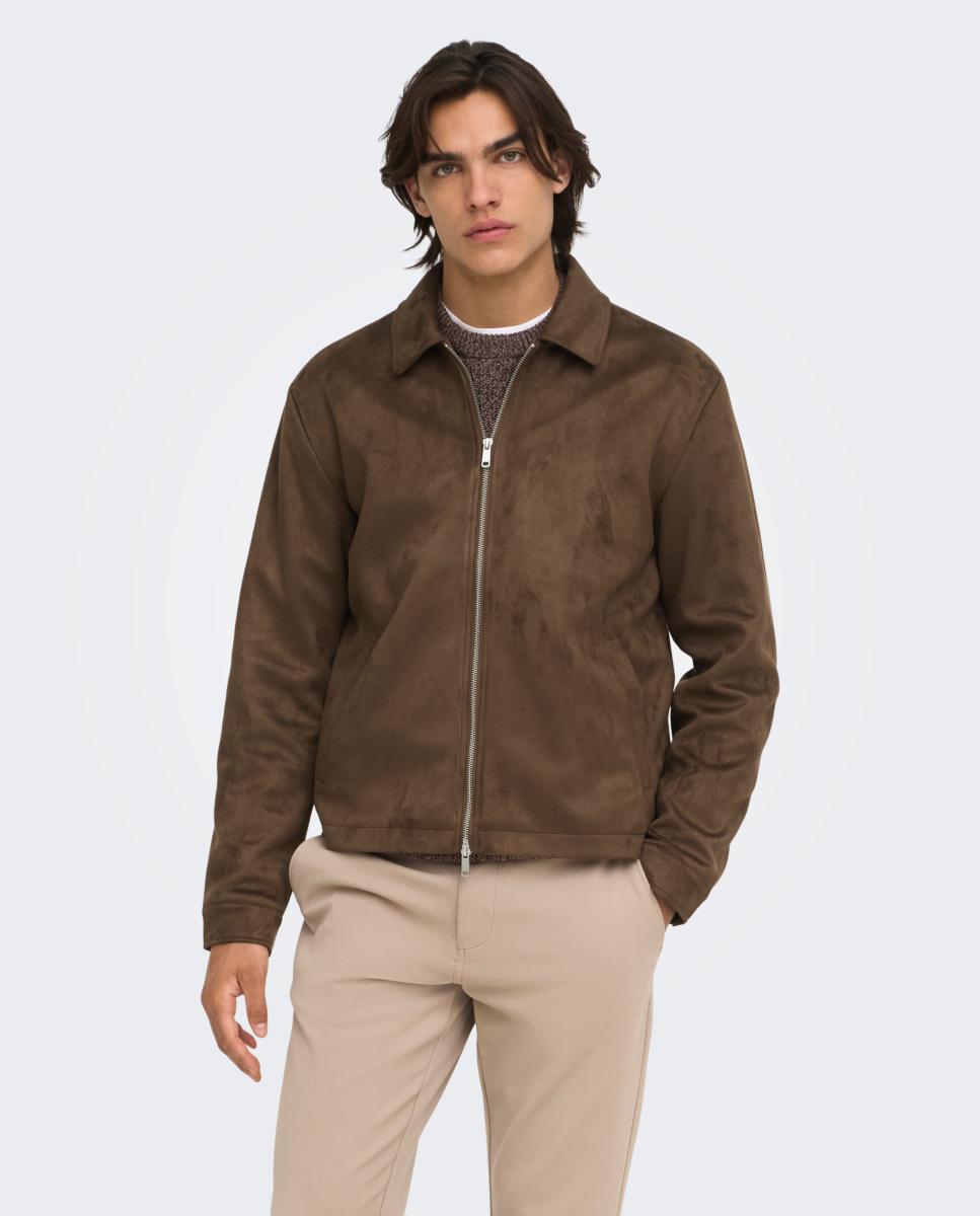Imagen 0 de Chaqueta de antelina de hombre Marrón claro