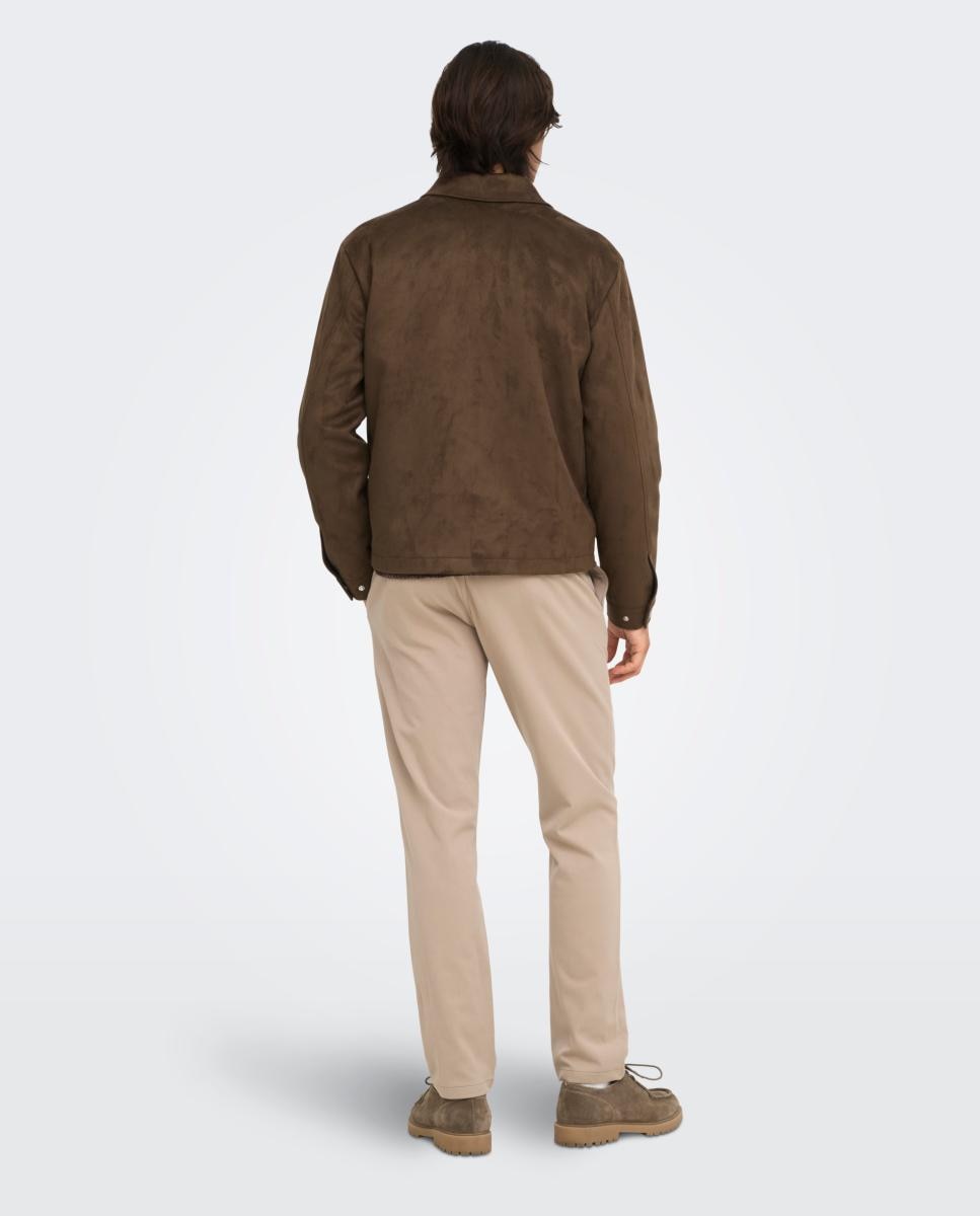 Chaqueta de antelina de hombre - Only & Sons - Marrón claro Marrón claro-2