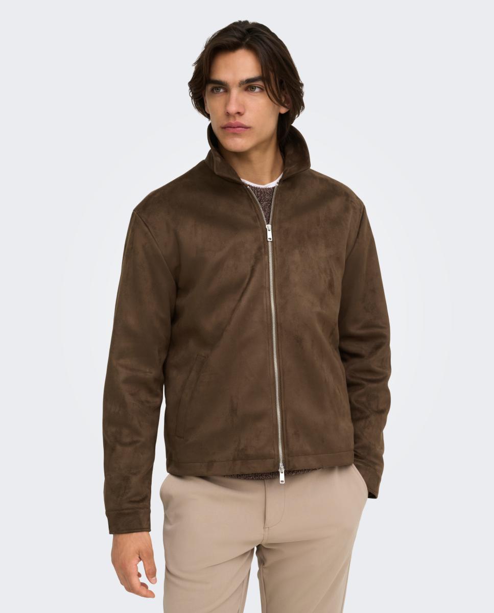 Chaqueta de antelina de hombre - Only & Sons - Marrón claro Marrón claro-3